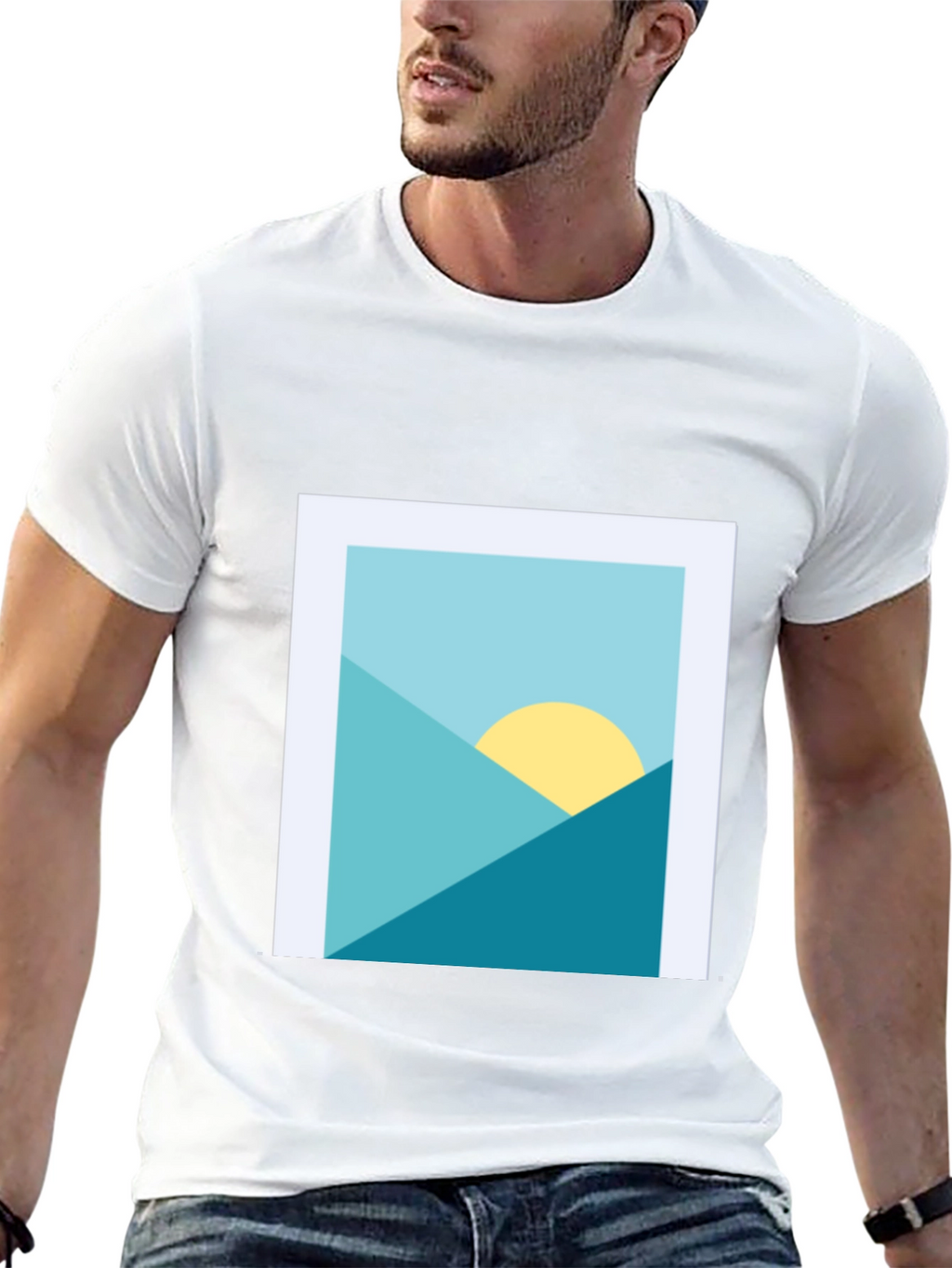 Geometric Landscape Graphic Tee - Modern Art Shirt