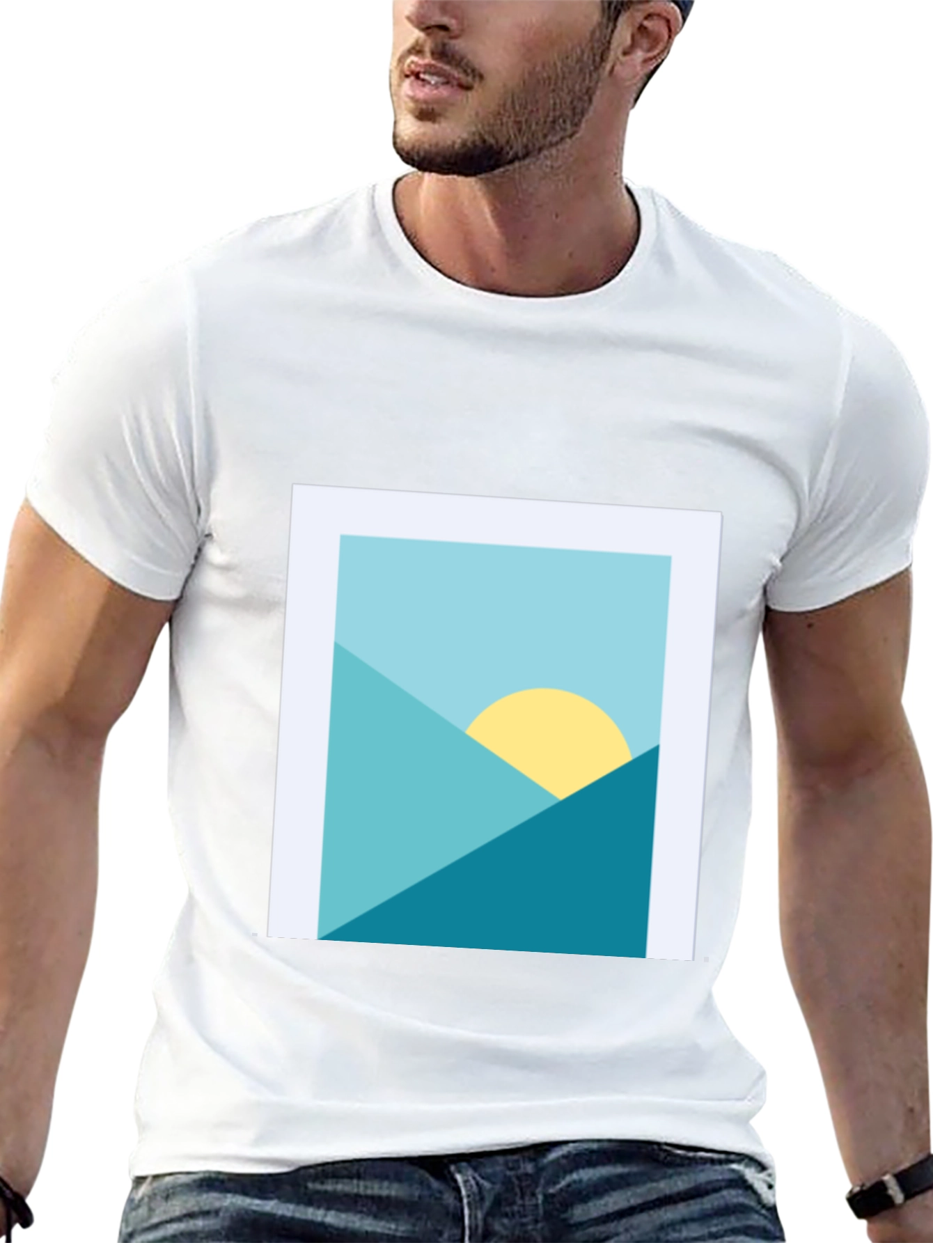 Geometric Landscape Graphic Tee - Modern Art Shirt