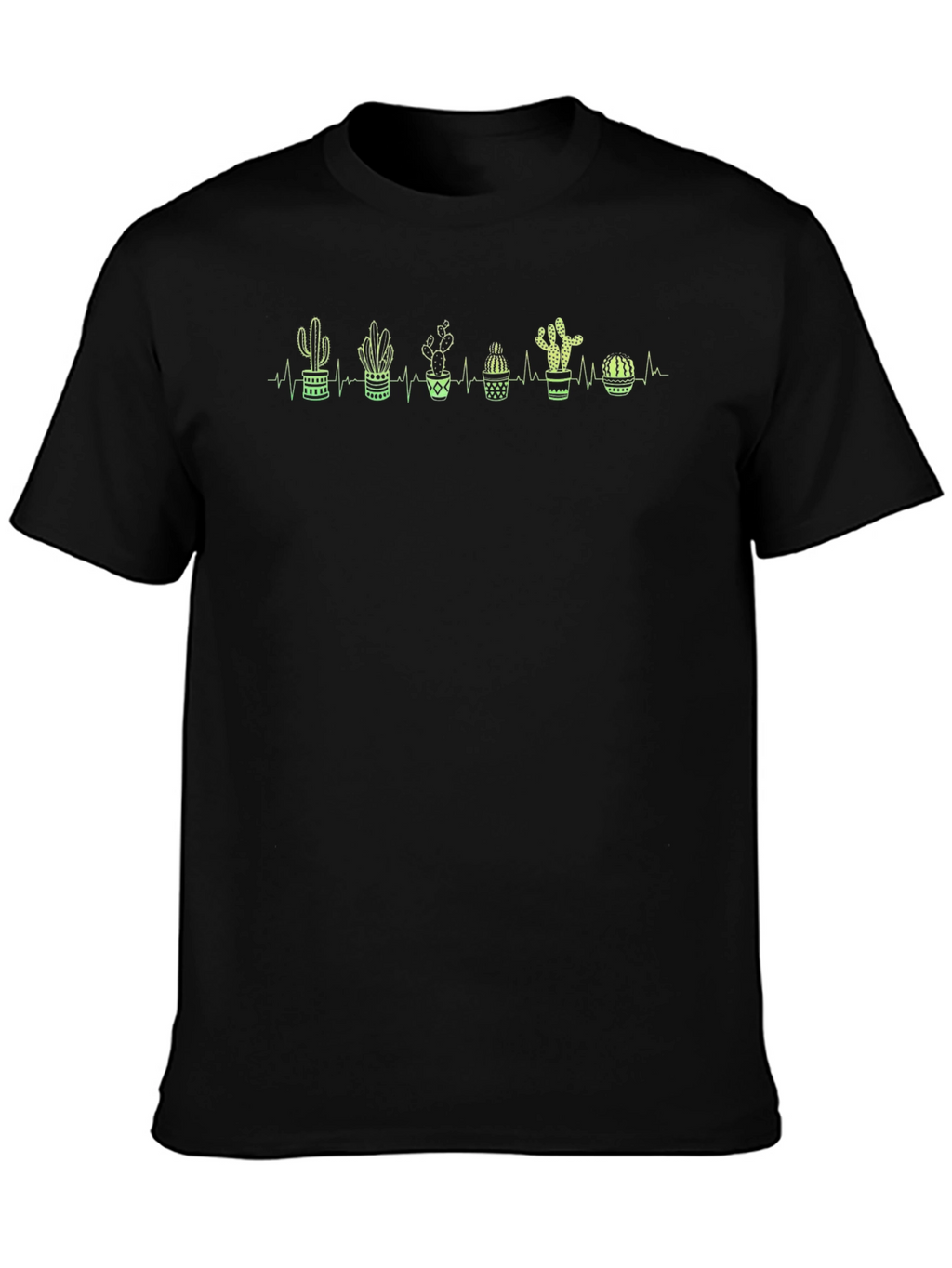 Cactus Heartbeat Graphic Tee - Black