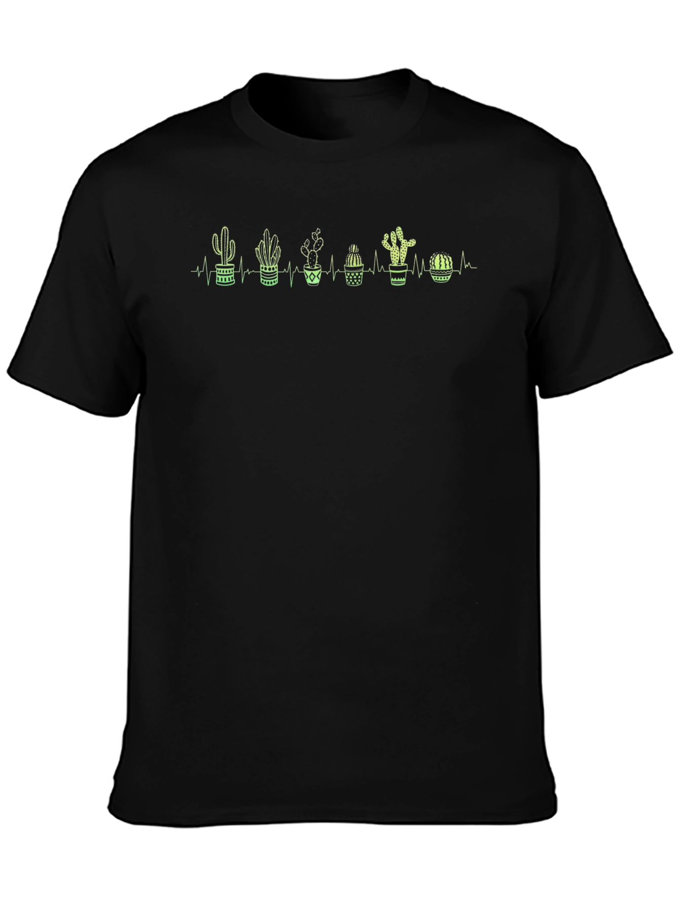 Cactus Heartbeat Graphic Tee - Black
