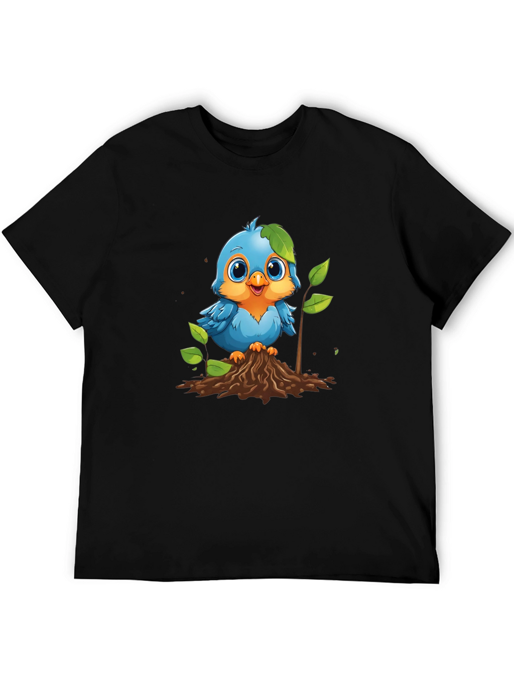 Cute Blue Bird Planting T-Shirt