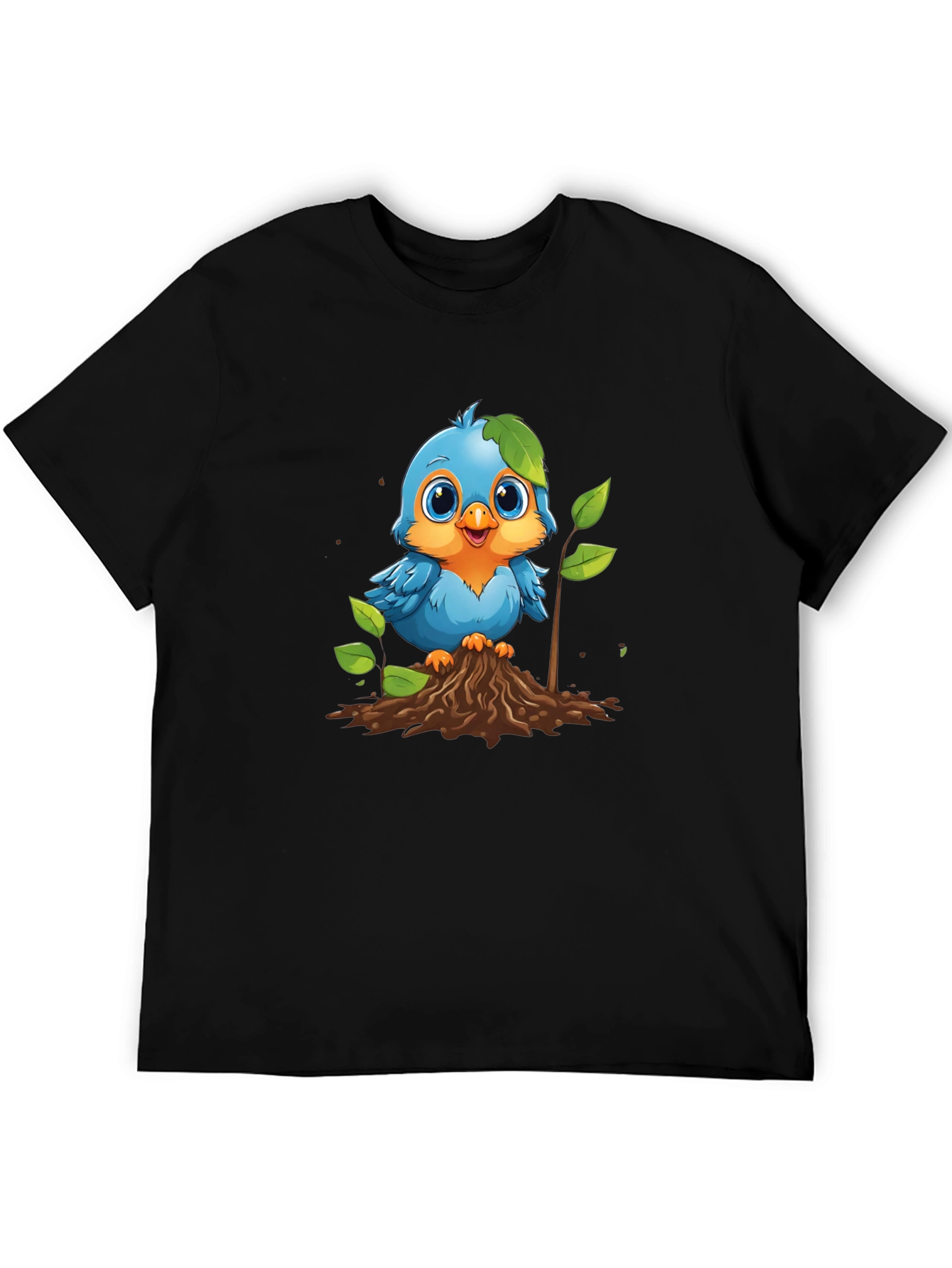 Cute Blue Bird Planting T-Shirt