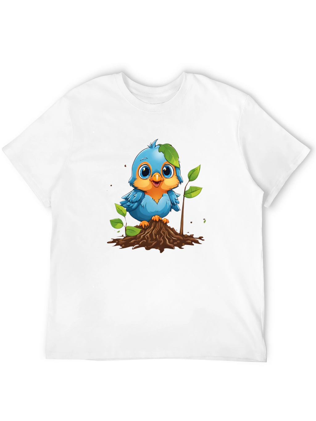 Cute Blue Bird Planting T-Shirt