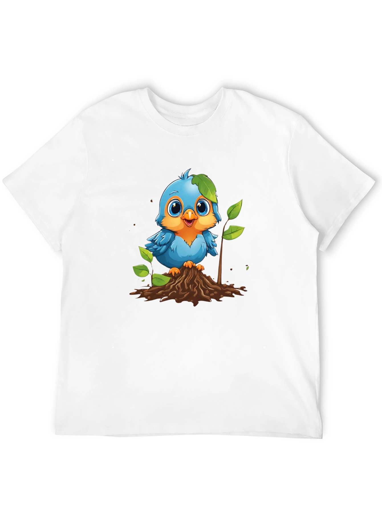 Cute Blue Bird Planting T-Shirt