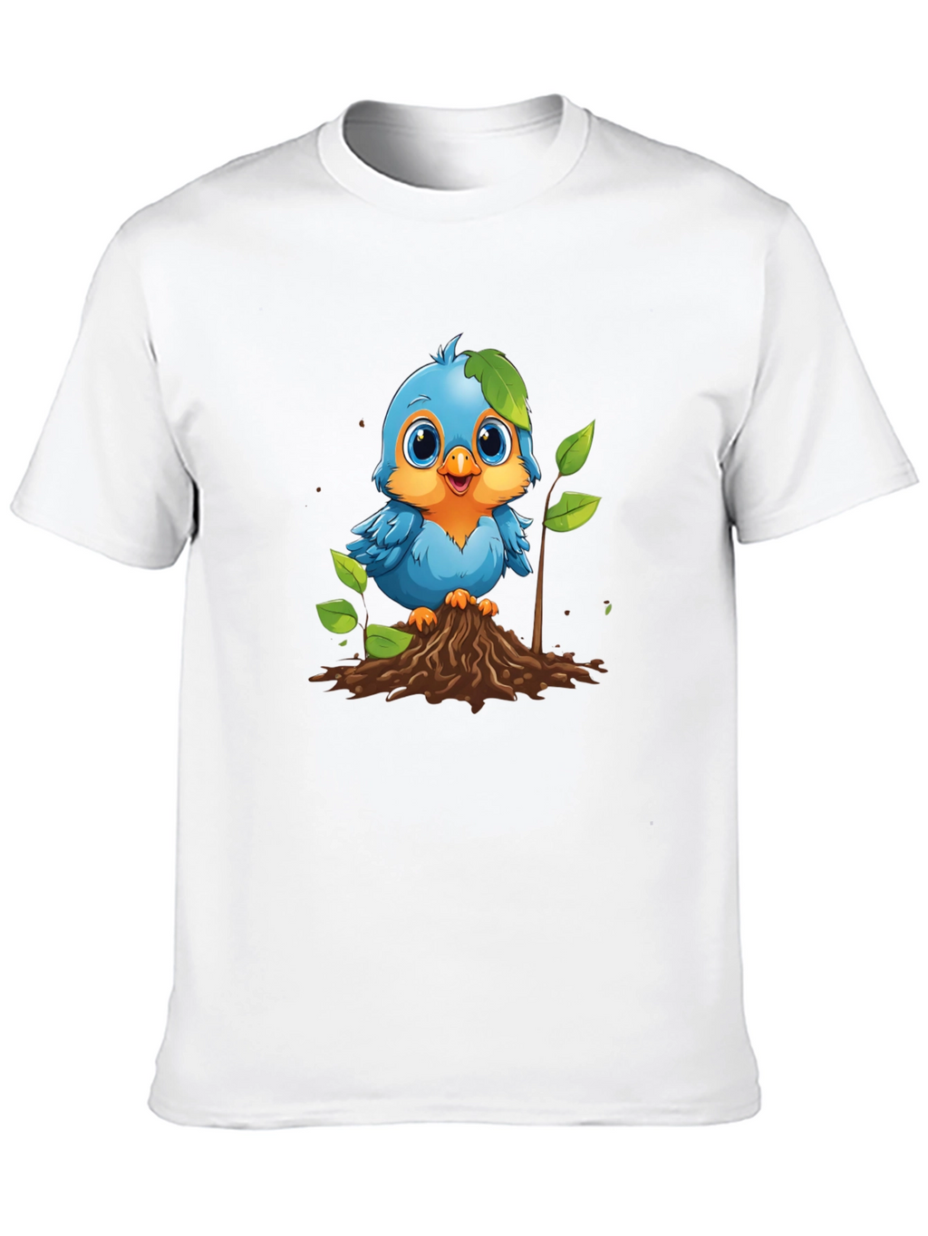 Cute Blue Bird Planting T-Shirt