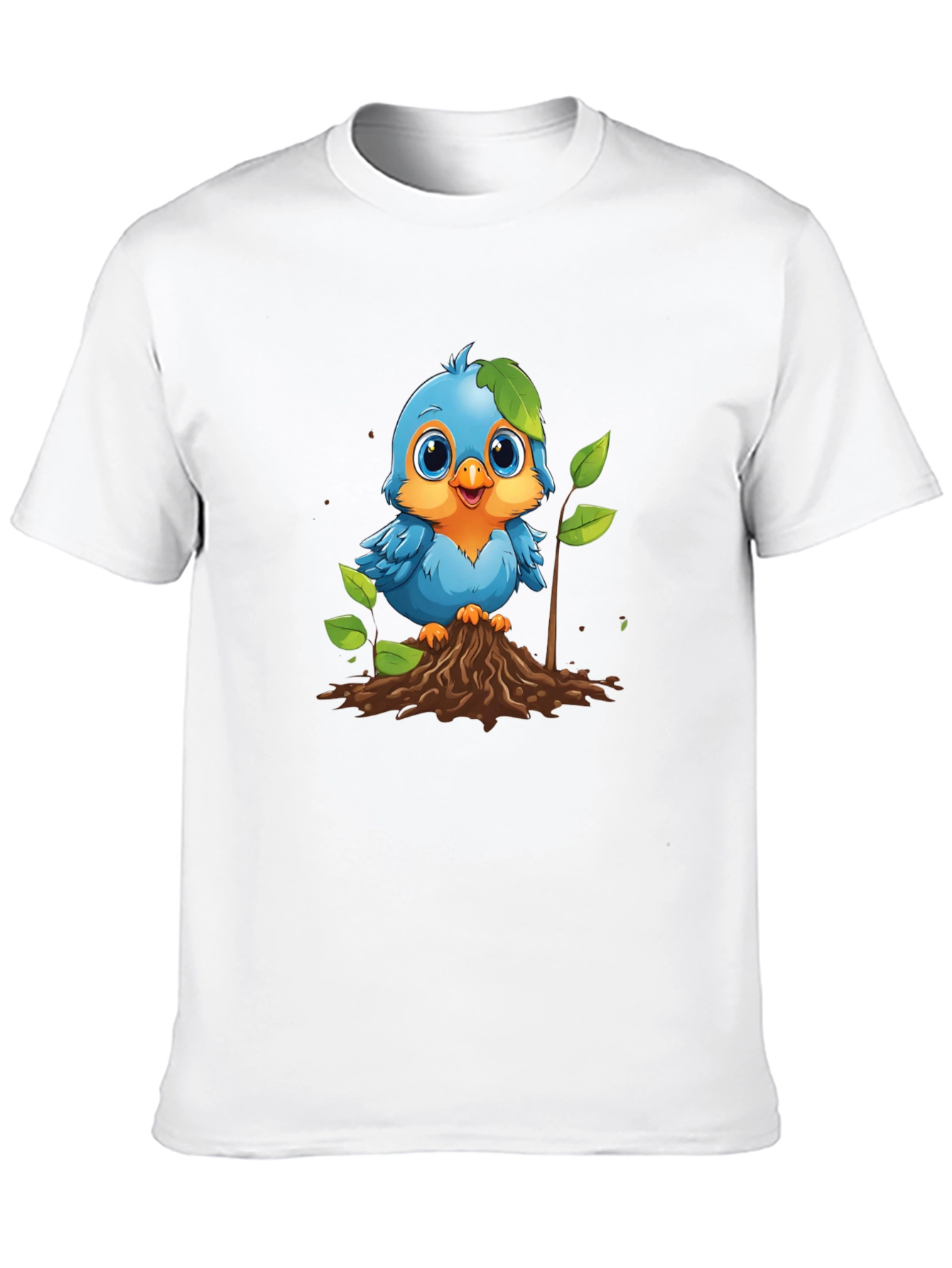 Cute Blue Bird Planting T-Shirt
