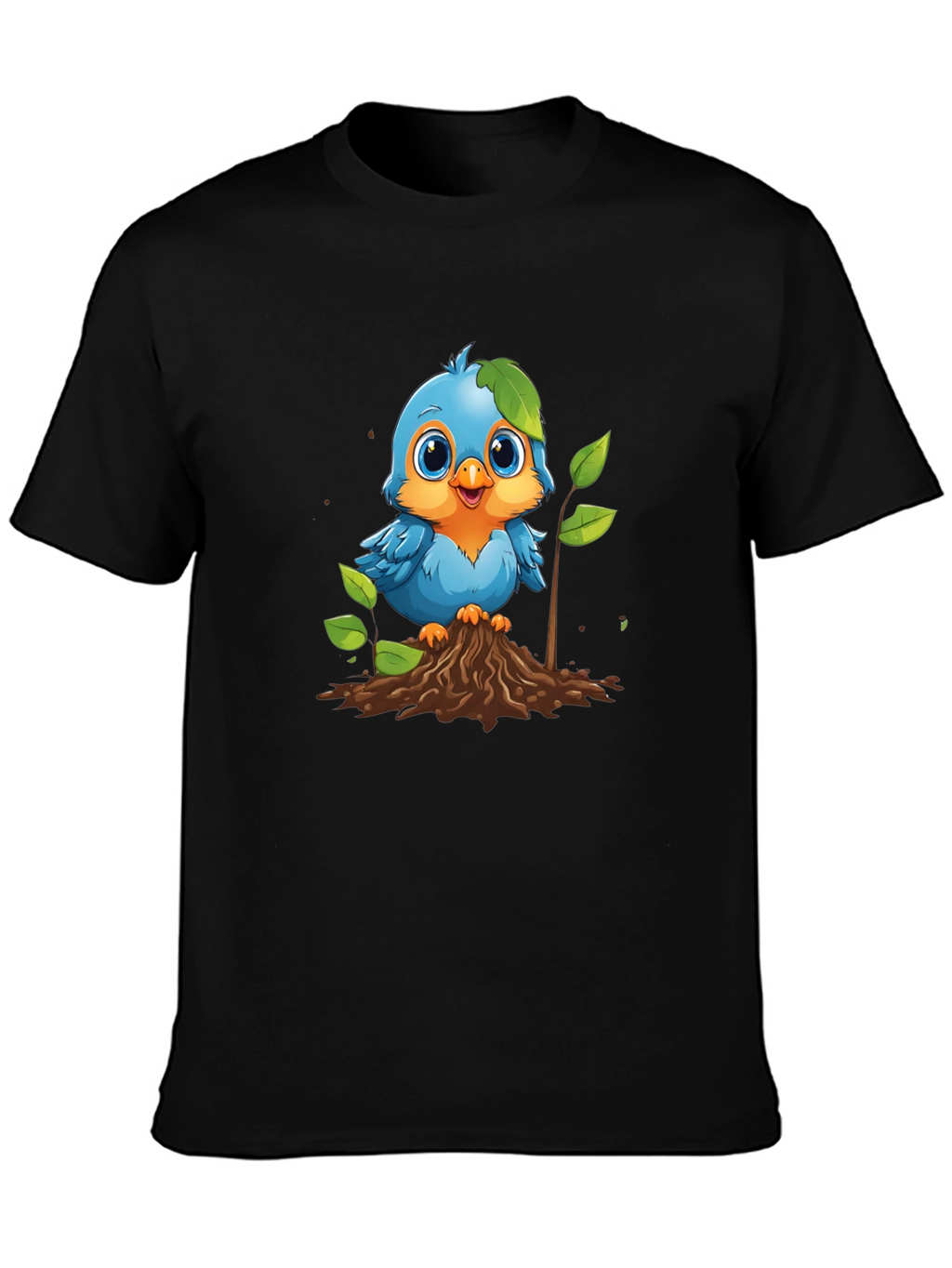Cute Blue Bird Planting T-Shirt