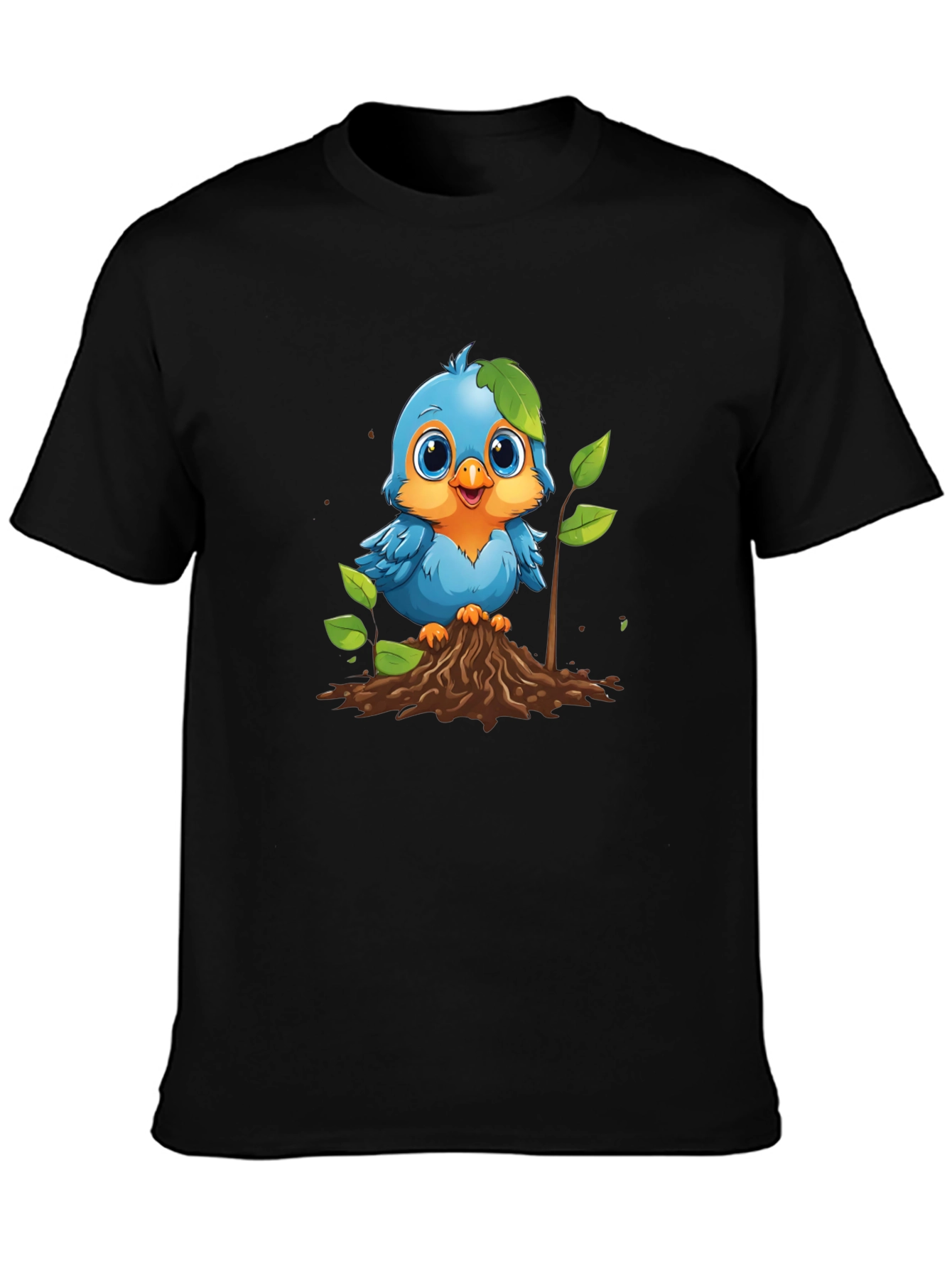 Cute Blue Bird Planting T-Shirt