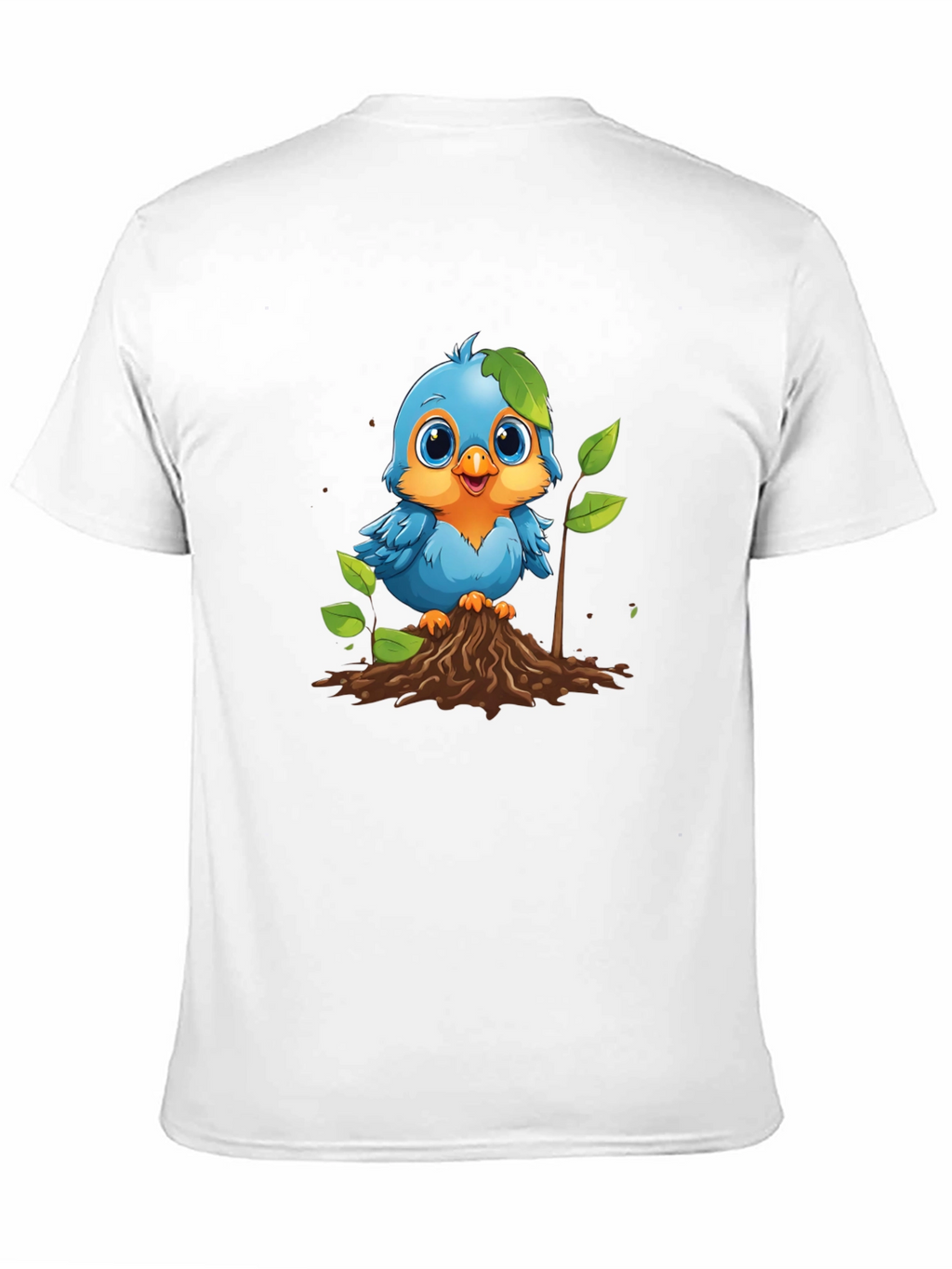 Cute Blue Bird Planting T-Shirt