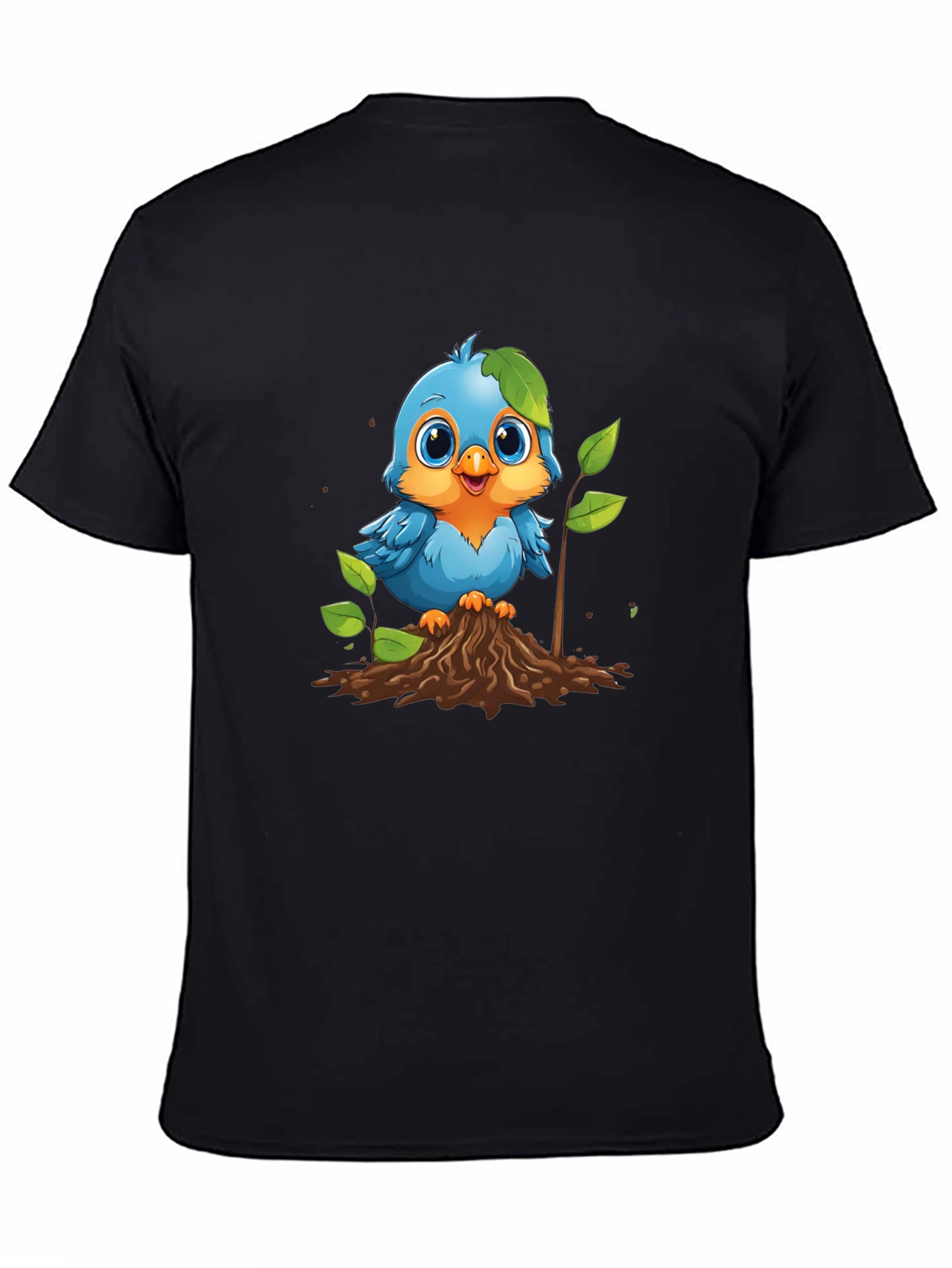 Cute Blue Bird Planting T-Shirt