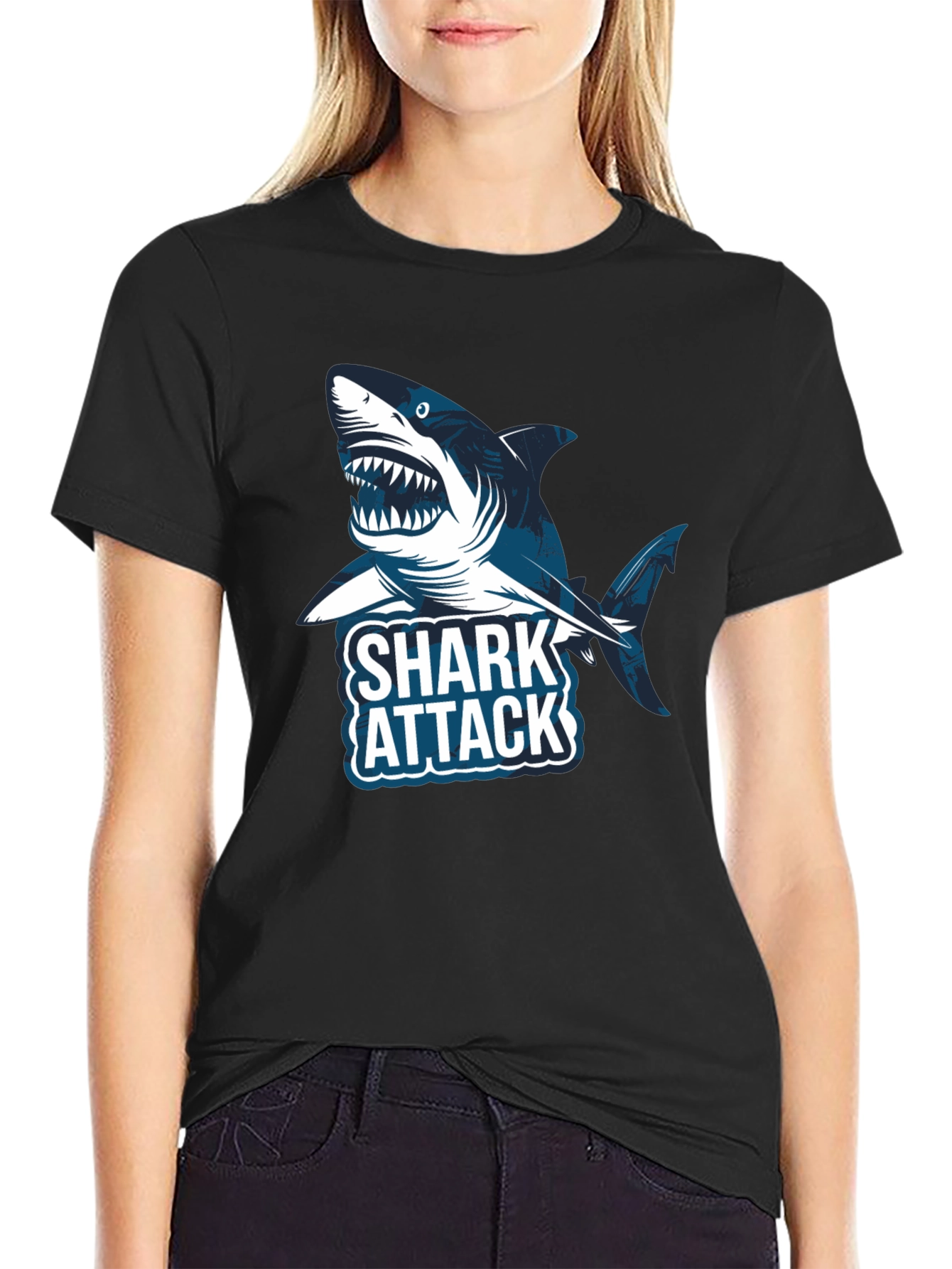 Shark Attack Graphic Tee -  Stylish Cotton T-Shirt