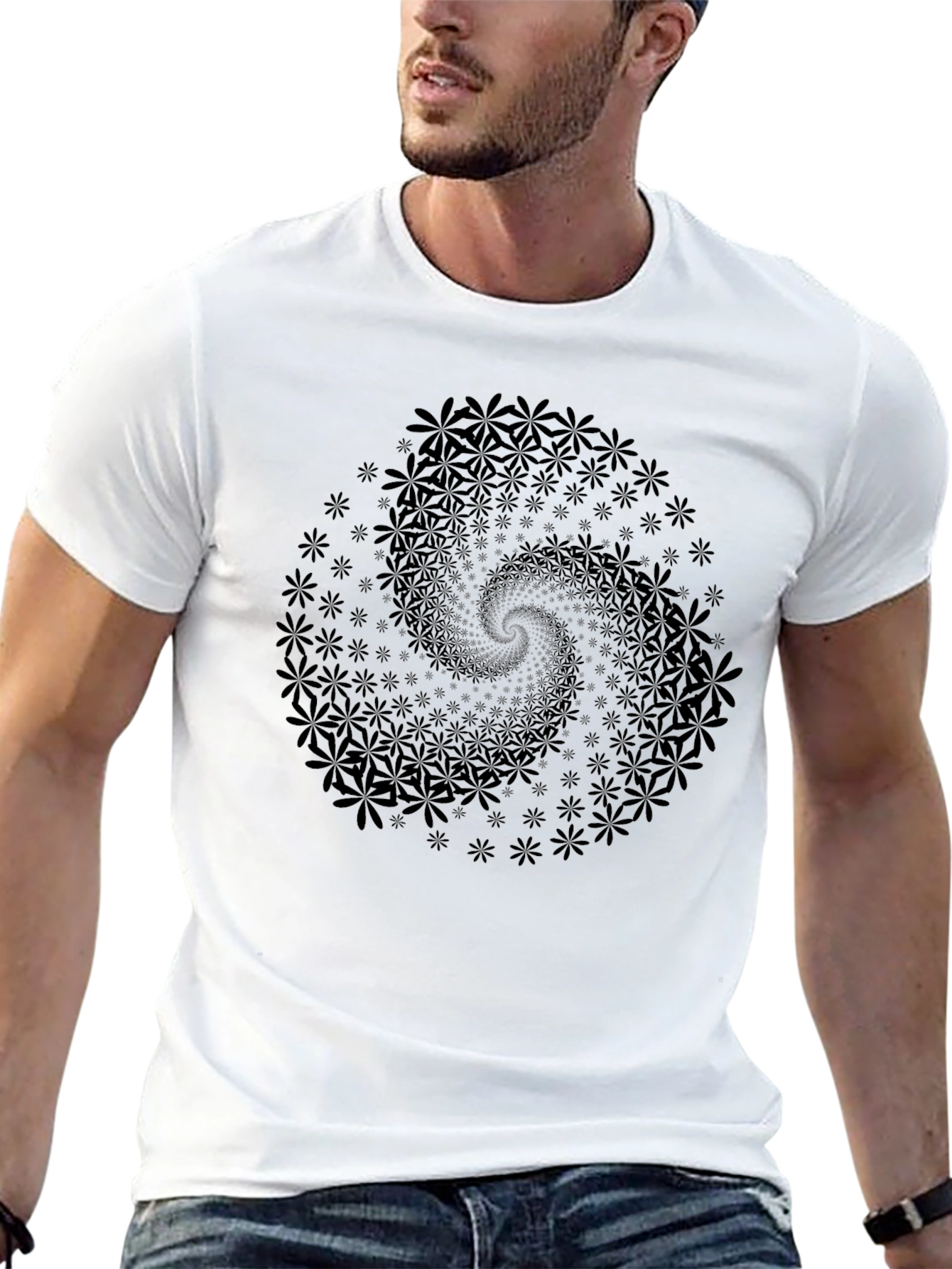 Floral Swirl Black T-Shirt