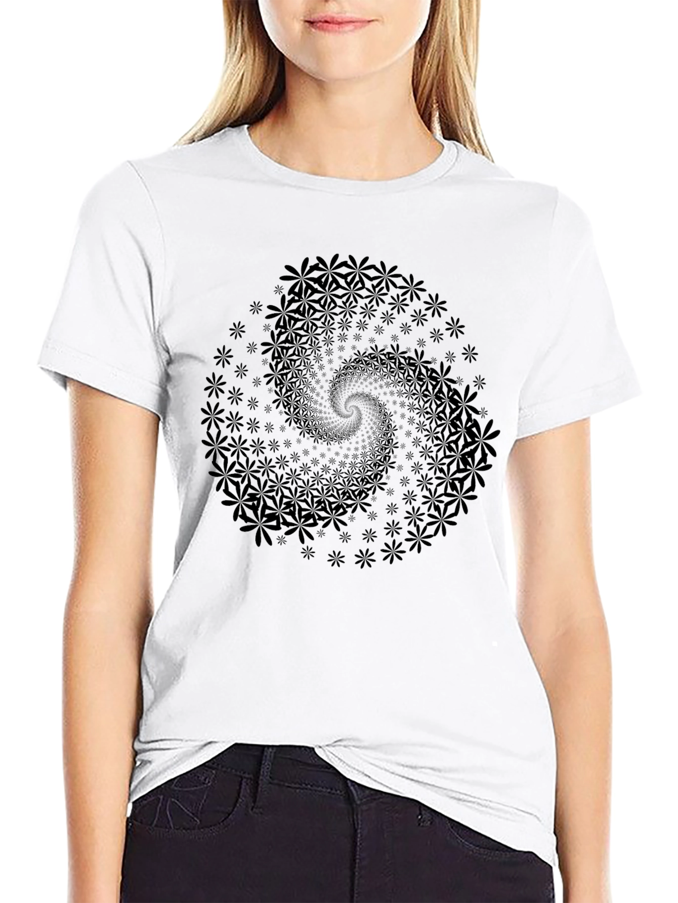 Floral Swirl Black T-Shirt