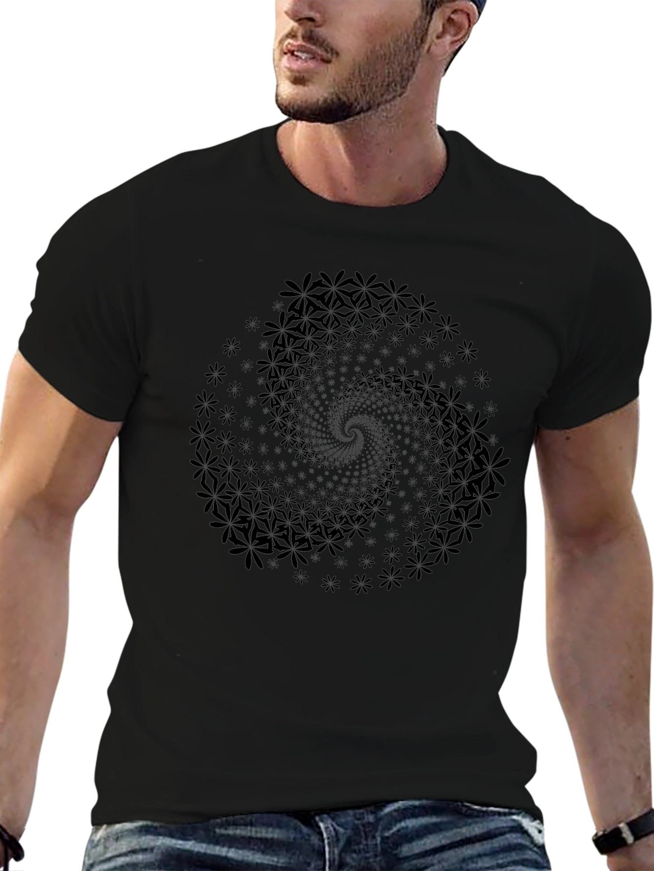Floral Swirl Black T-Shirt