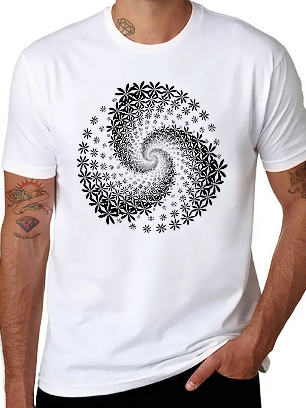 Floral Swirl Black T-Shirt