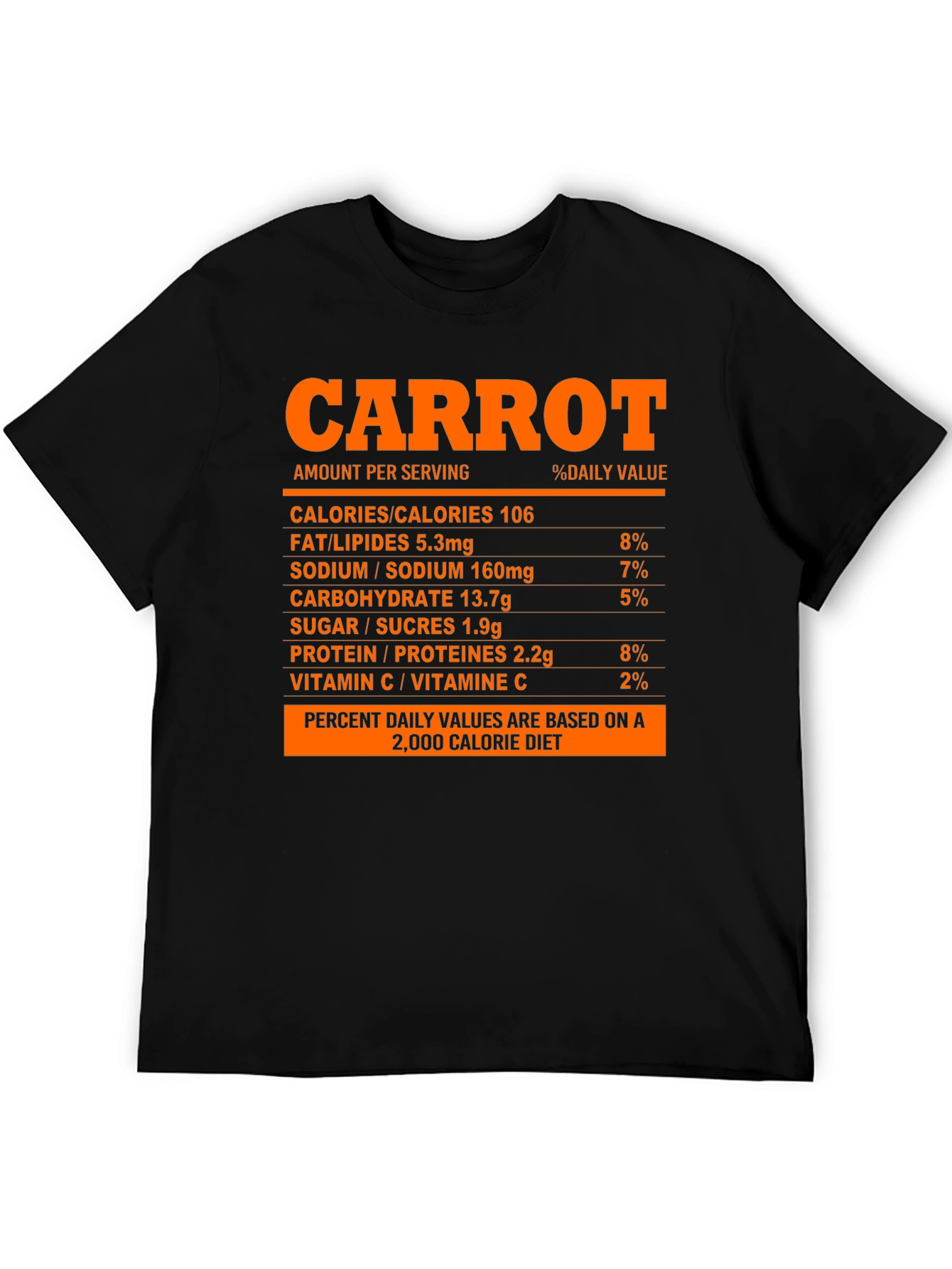 Carrot Nutrition Facts T-Shirt - Funny Foodie Tee