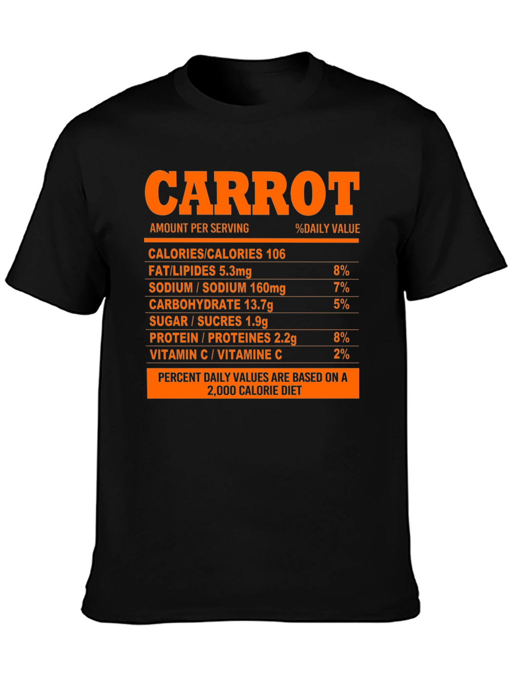 Carrot Nutrition Facts T-Shirt - Funny Foodie Tee
