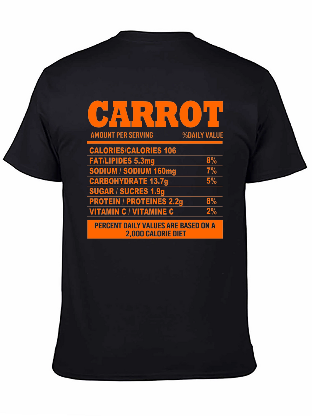 Carrot Nutrition Facts T-Shirt - Funny Foodie Tee