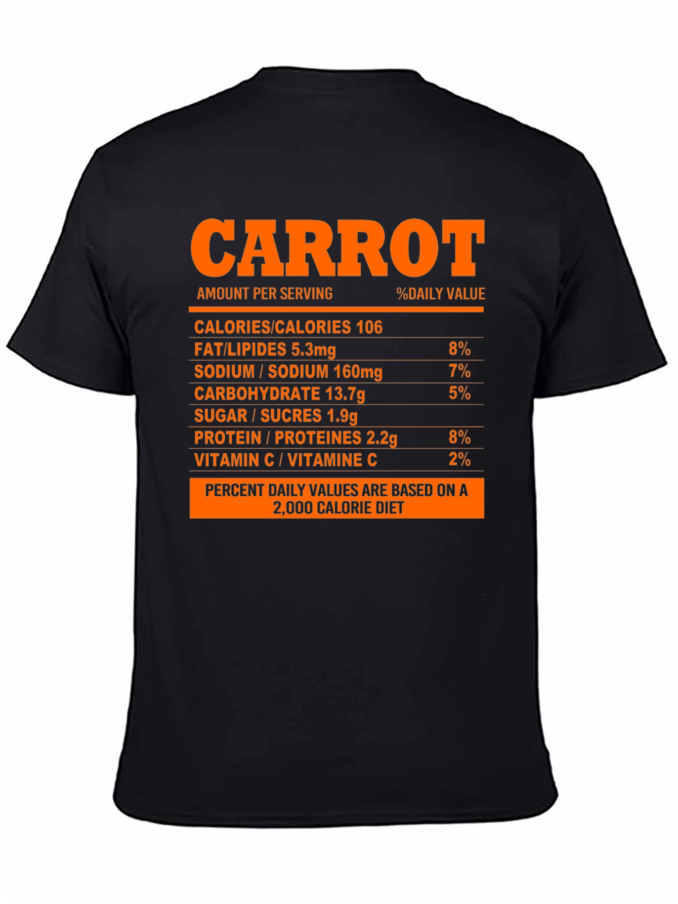 Carrot Nutrition Facts T-Shirt - Funny Foodie Tee