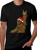 Festive Bigfoot T-Shirt with Christmas Lights