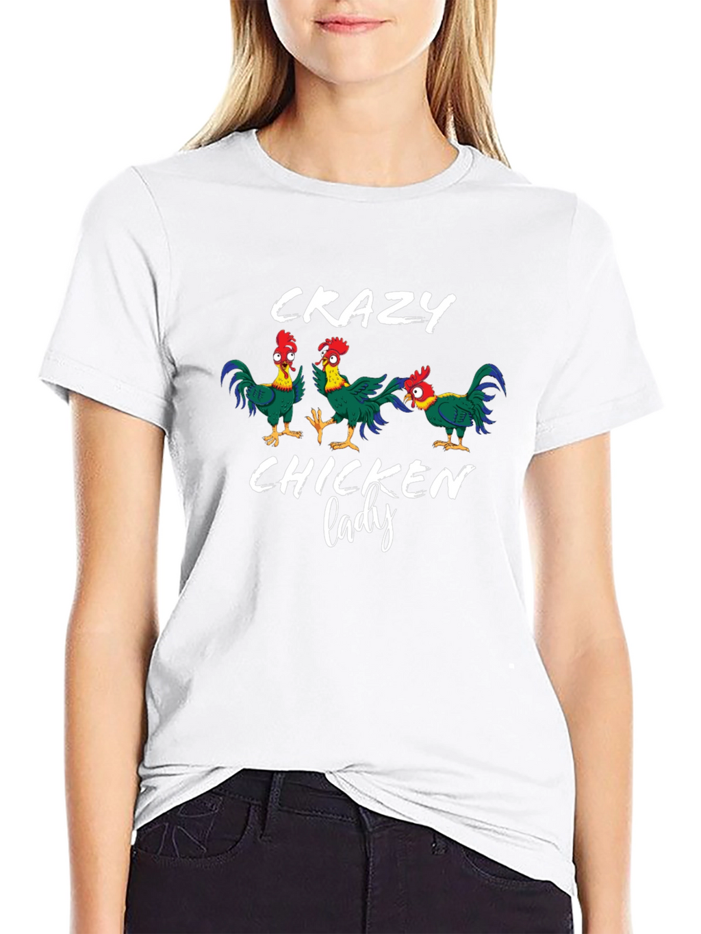 Crazy Chicken Lady T-Shirt - Novelty Graphic Tee