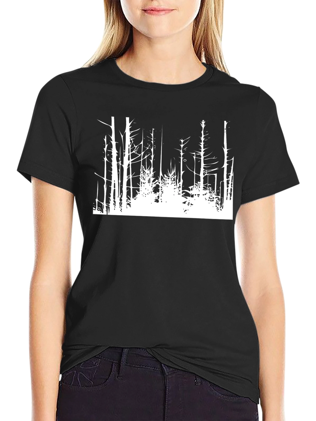 Black Graphic Tee - White Forest Design