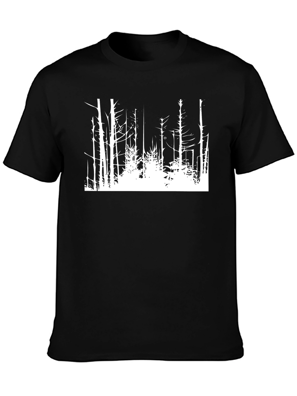 Black Graphic Tee - White Forest Design
