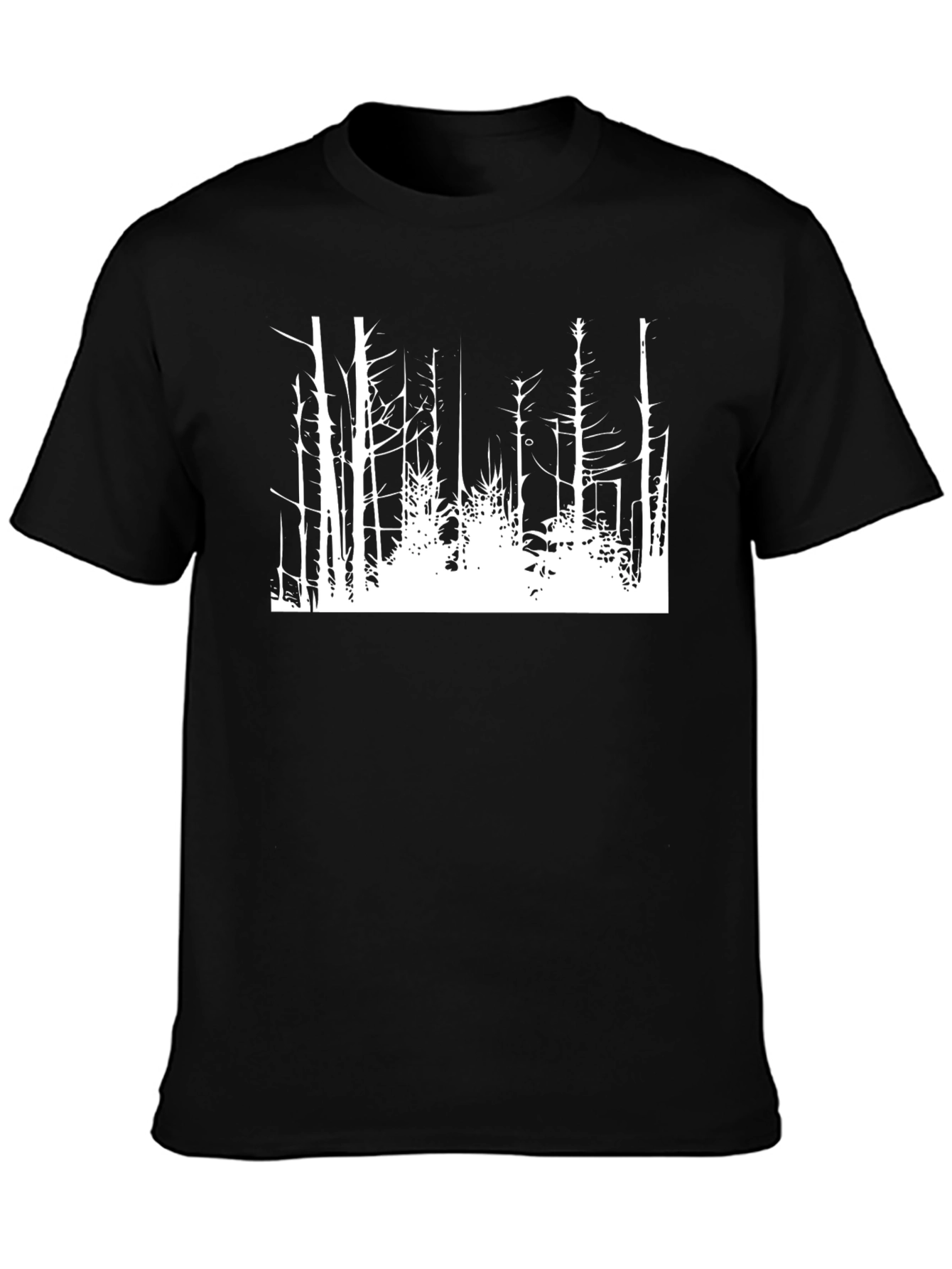 Black Graphic Tee - White Forest Design