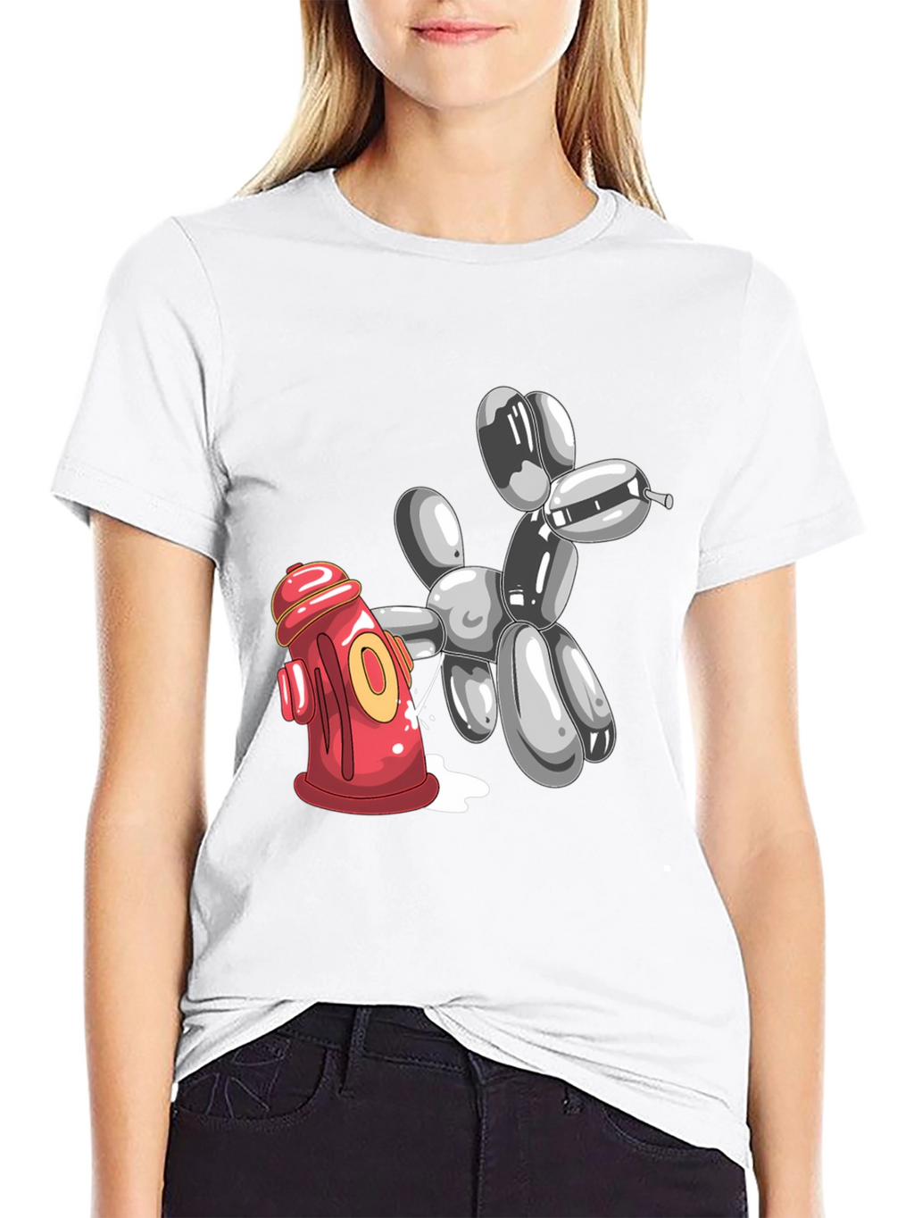 Balloon Dog Fire Hydrant Graphic Tee - Black