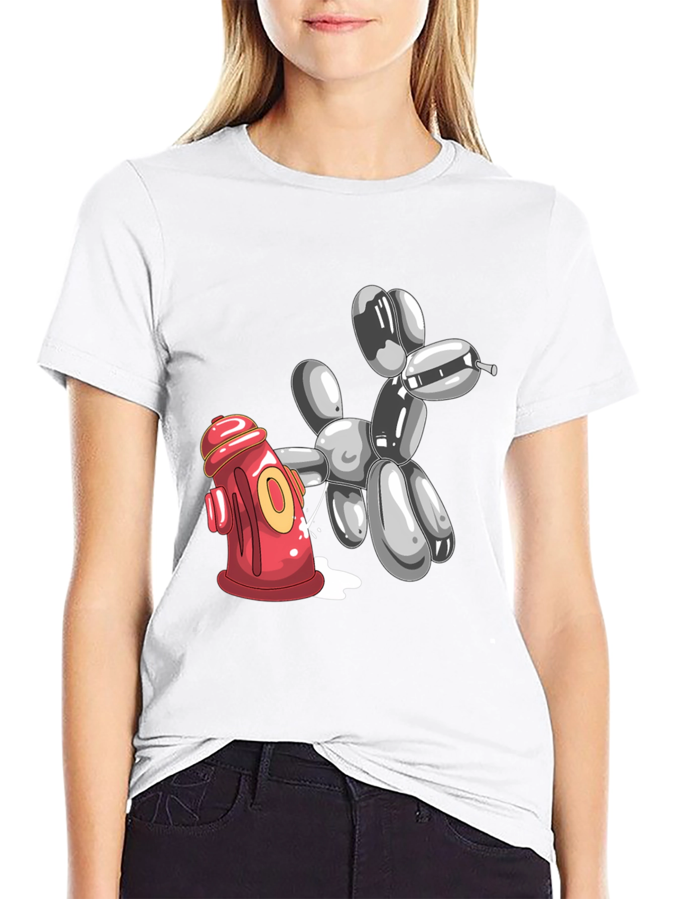 Balloon Dog Fire Hydrant Graphic Tee - Black