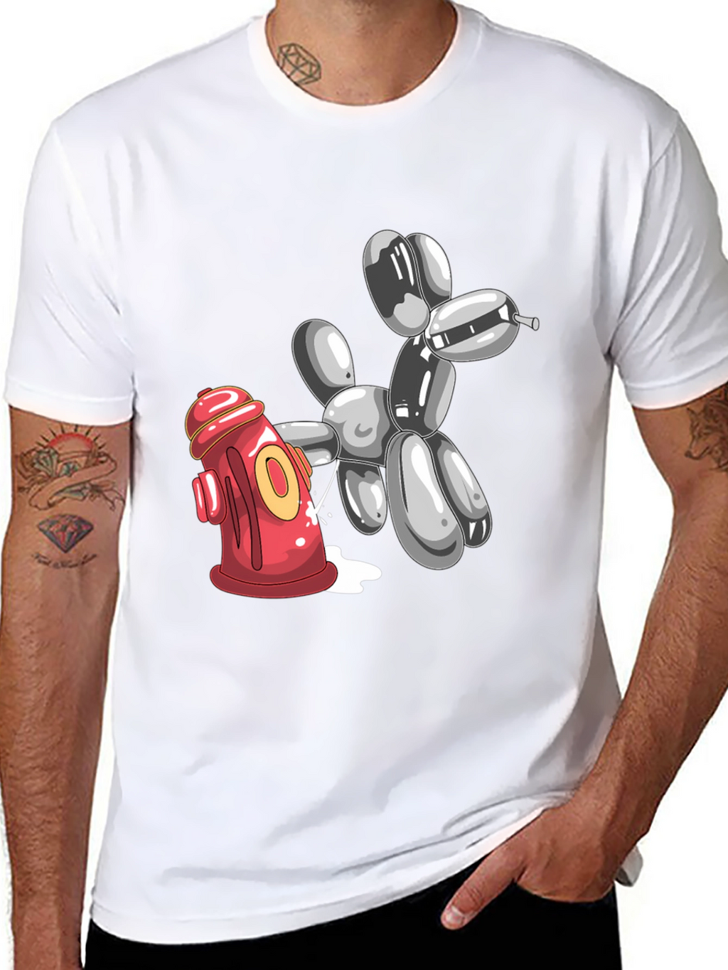Balloon Dog Fire Hydrant Graphic Tee - Black