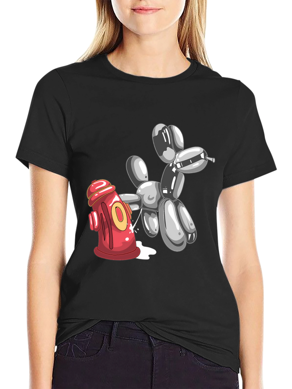 Balloon Dog Fire Hydrant Graphic Tee - Black