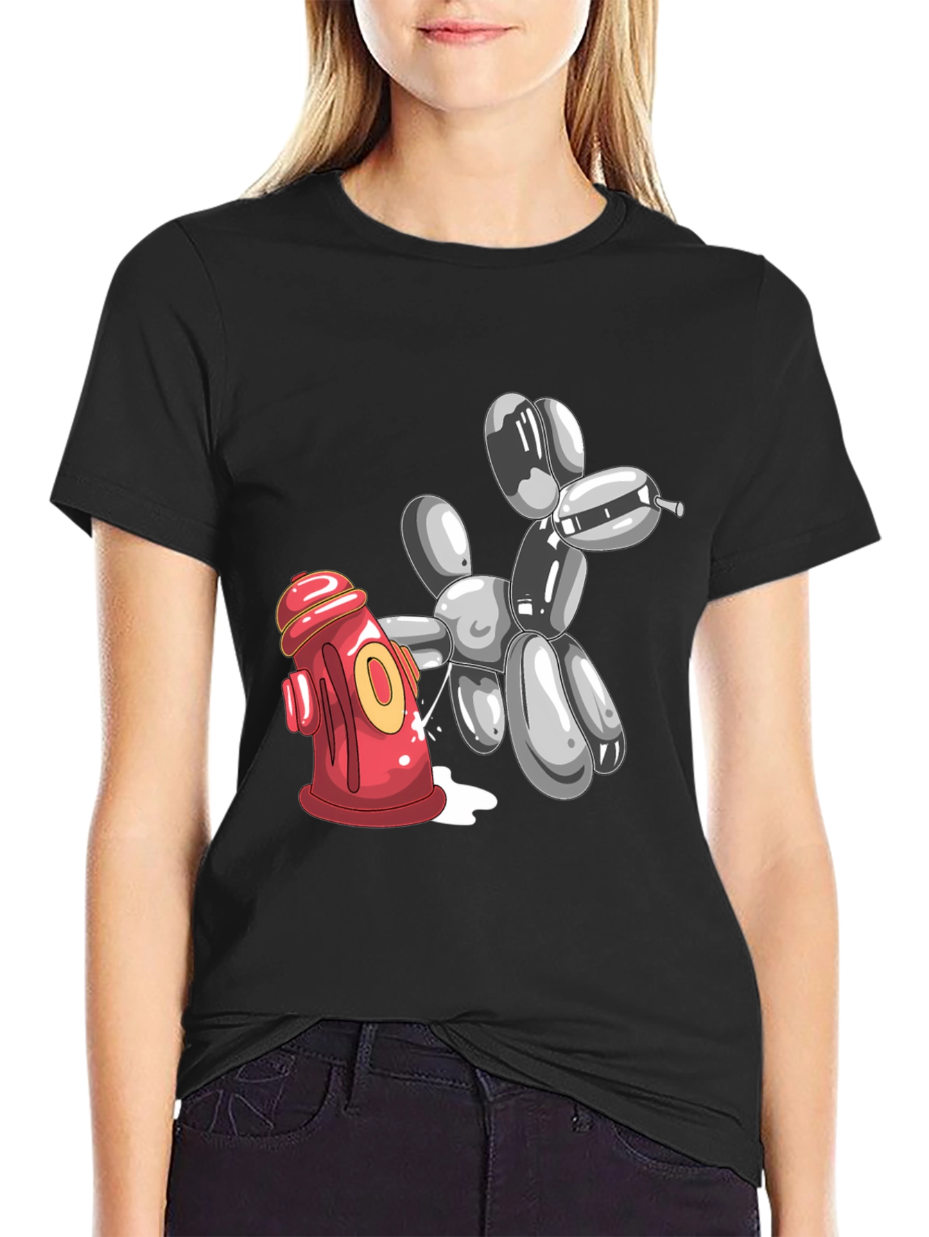 Balloon Dog Fire Hydrant Graphic Tee - Black