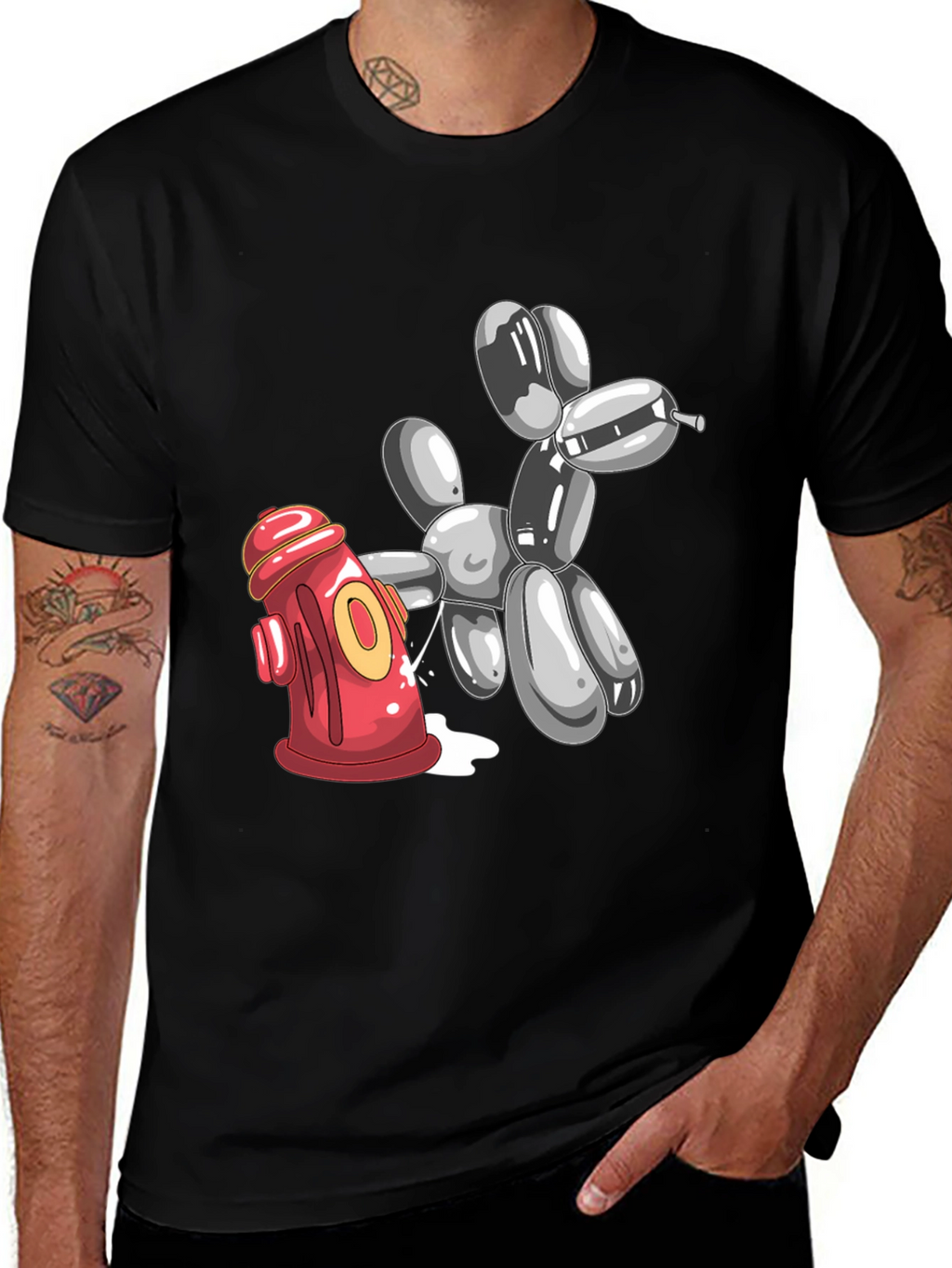 Balloon Dog Fire Hydrant Graphic Tee - Black