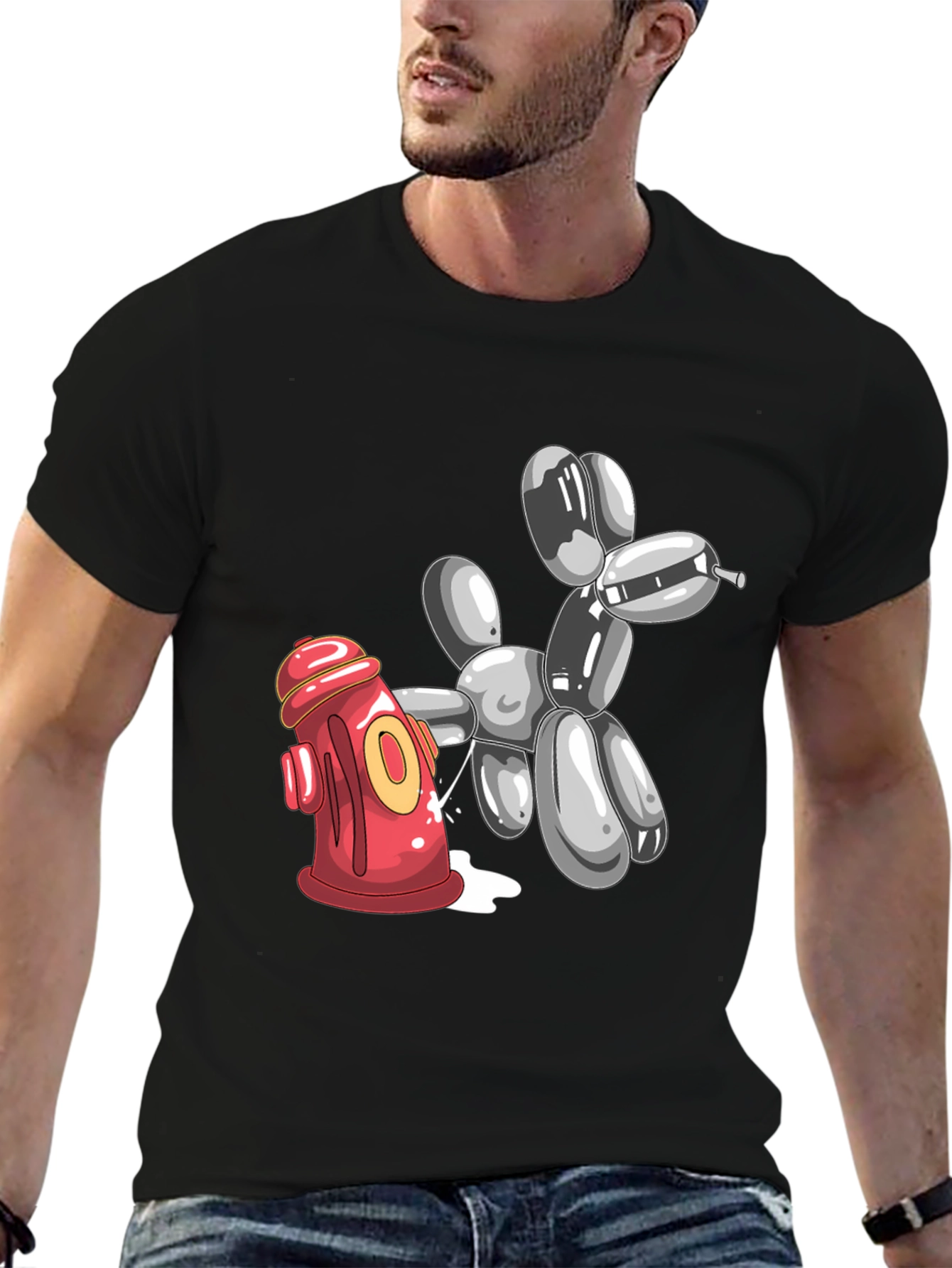 Balloon Dog Fire Hydrant Graphic Tee - Black