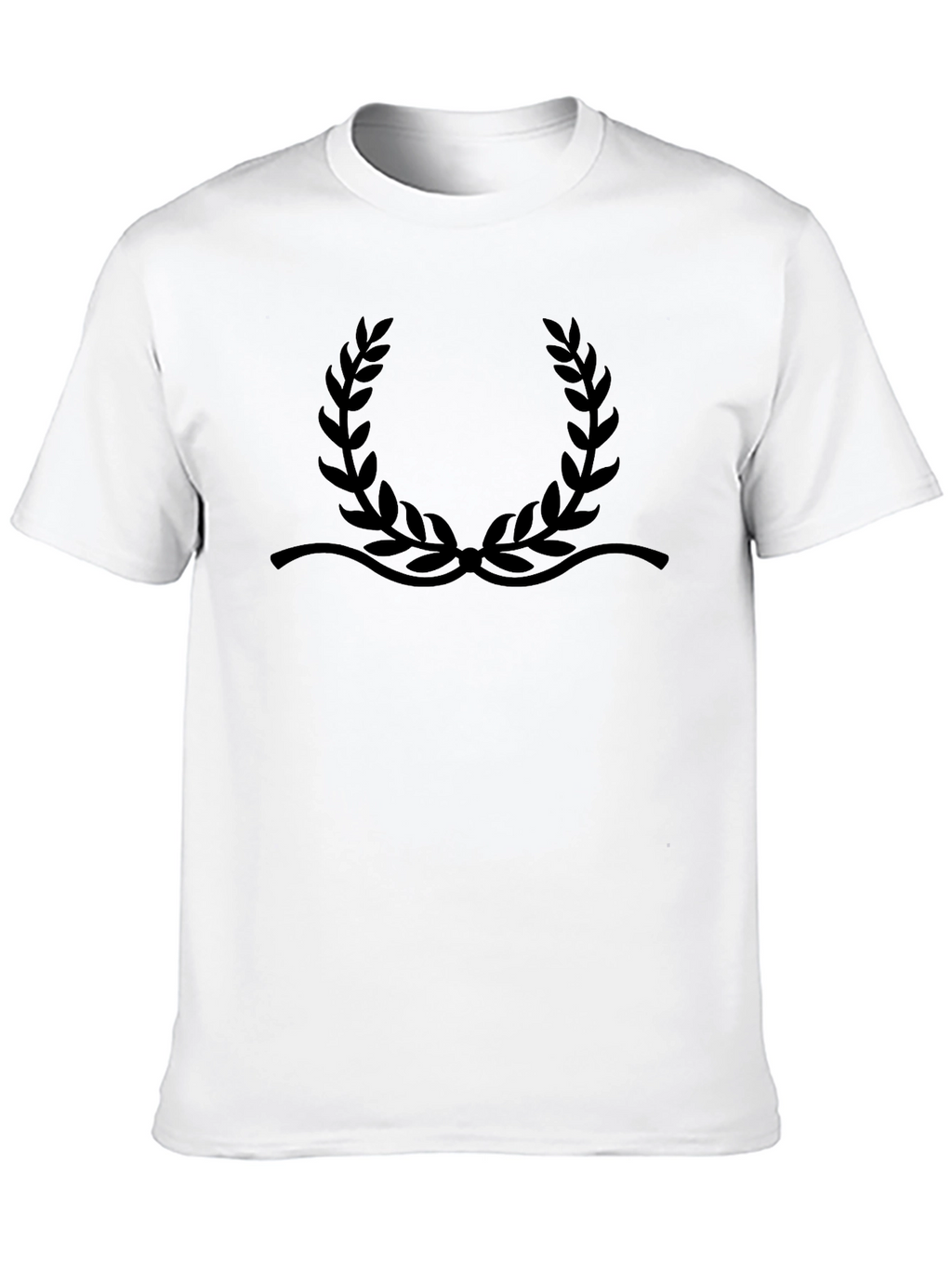 Elegant Black T-Shirt with Laurel Wreath Design