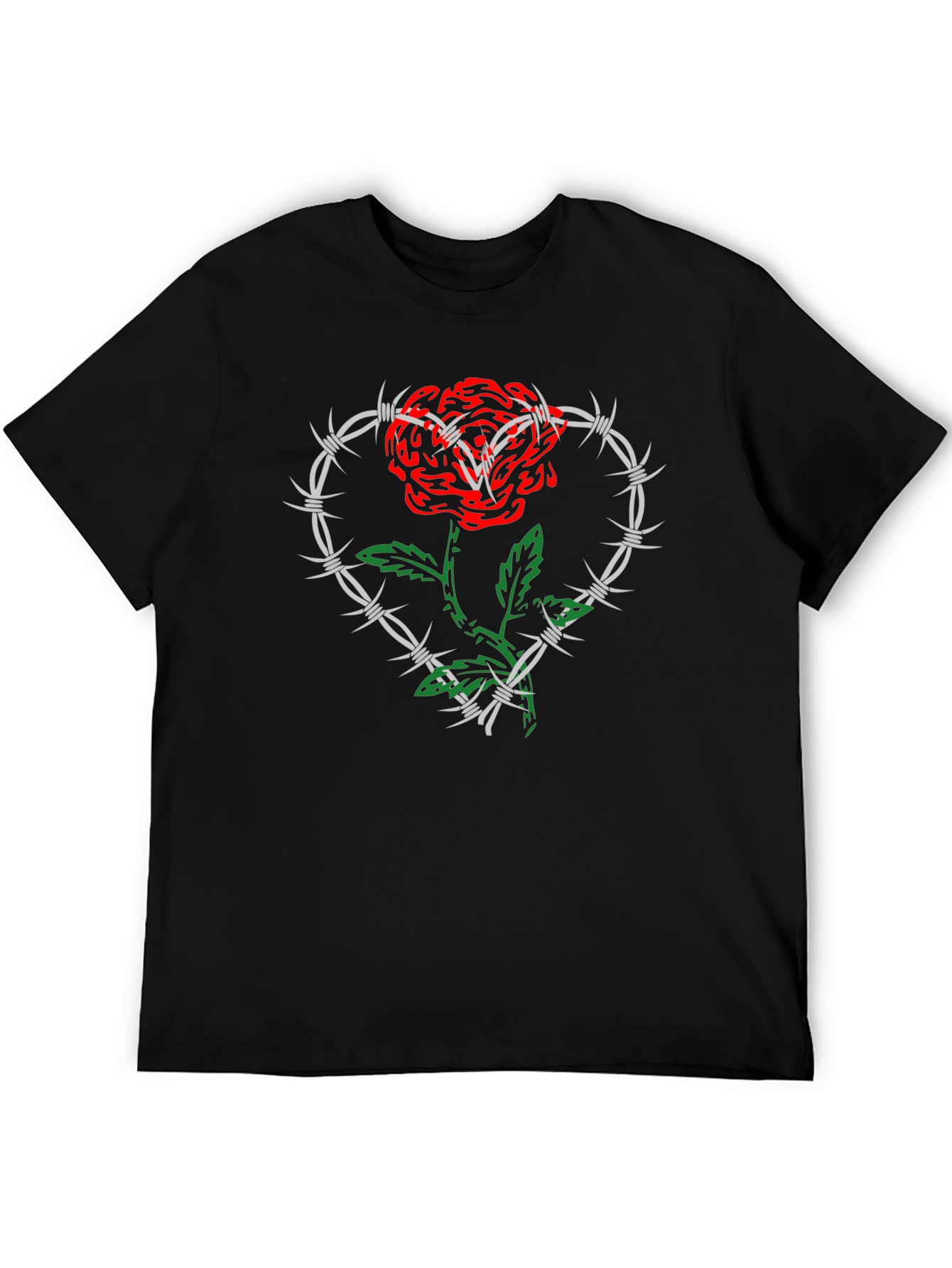 Rose and Barbed Wire Heart Graphic Tee
