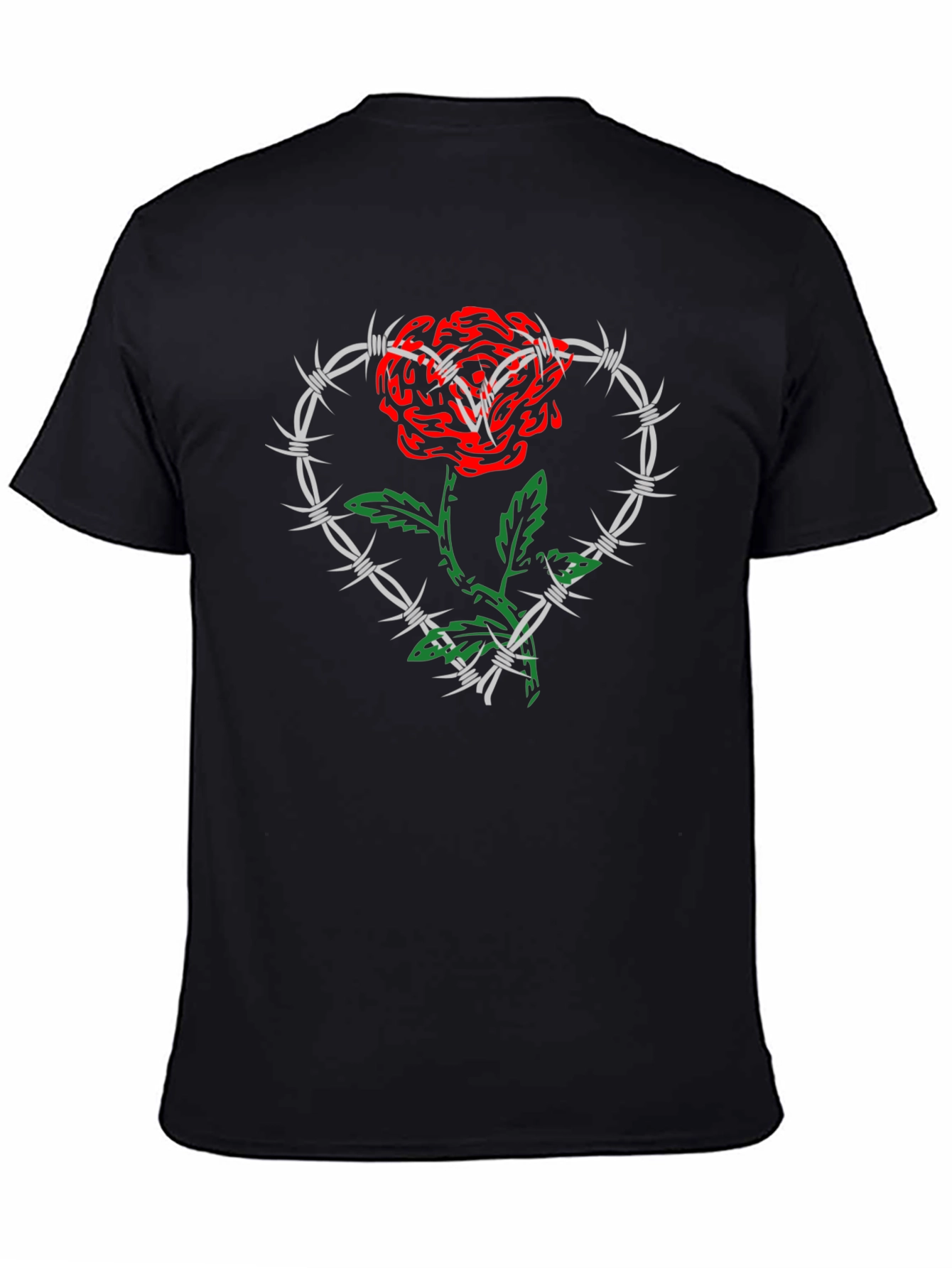 Rose and Barbed Wire Heart Graphic Tee