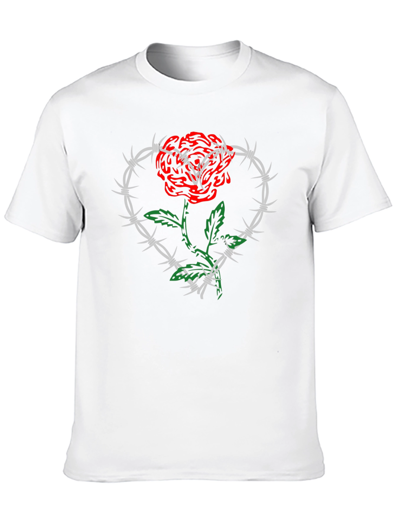 Rose and Barbed Wire Heart Graphic Tee