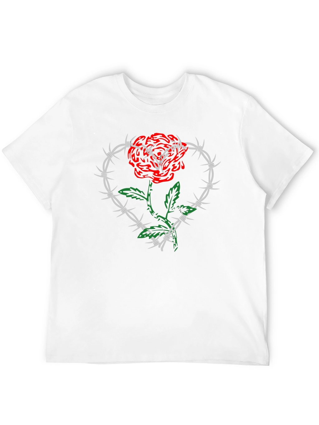 Rose and Barbed Wire Heart Graphic Tee