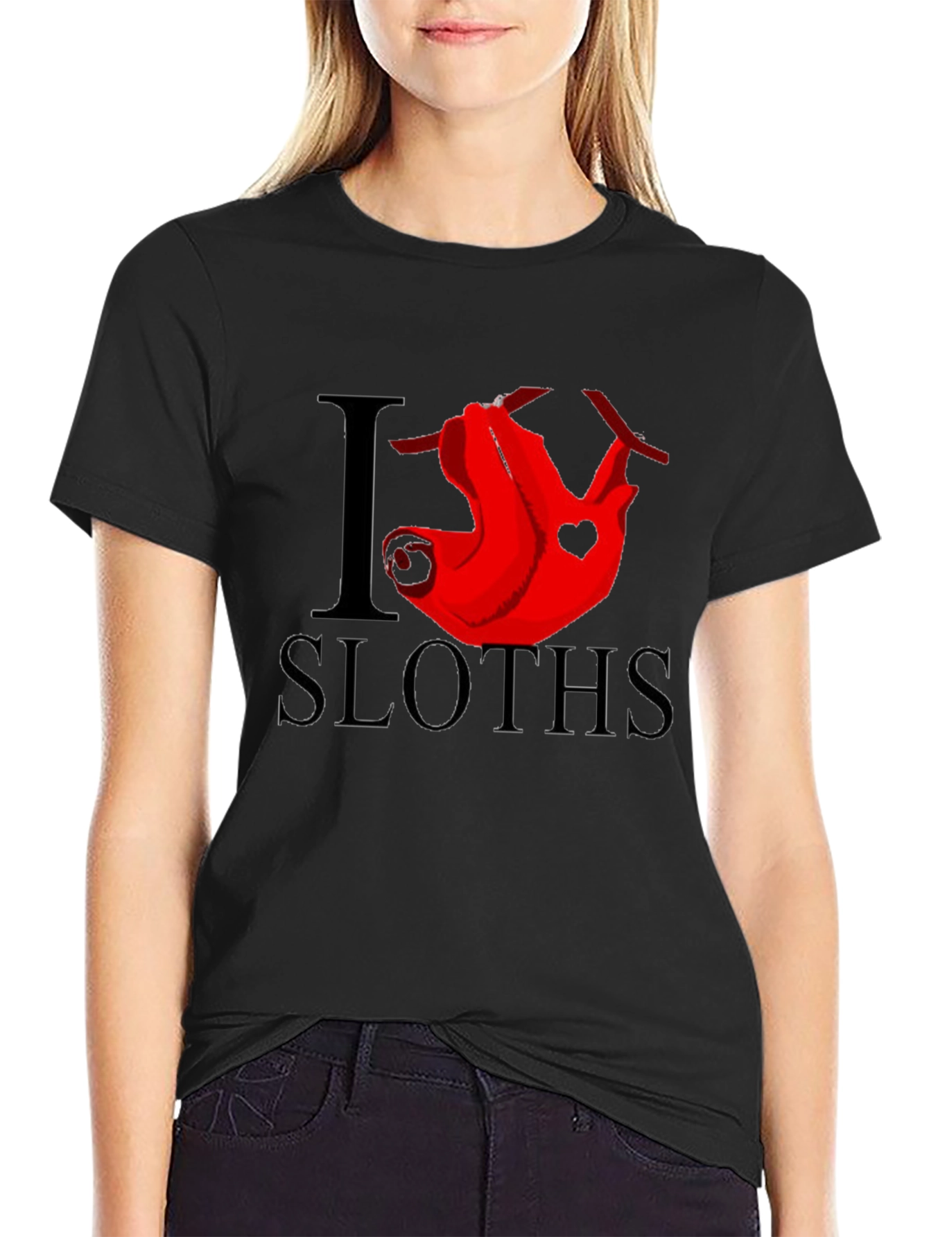 I Heart Sloths Graphic Tee - Mens Black T-Shirt