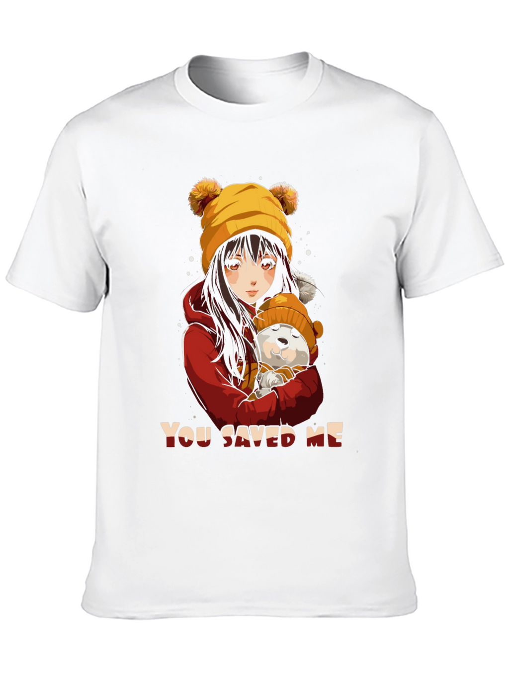 Anime Girl & Dog Graphic T-Shirt
