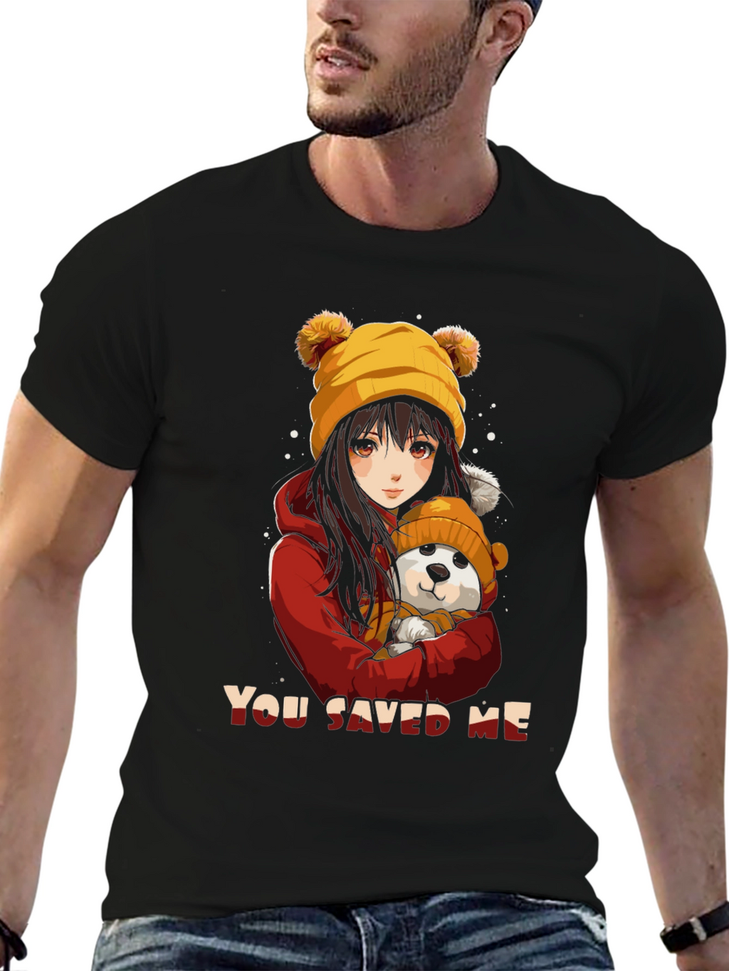 Anime Girl & Dog Graphic T-Shirt
