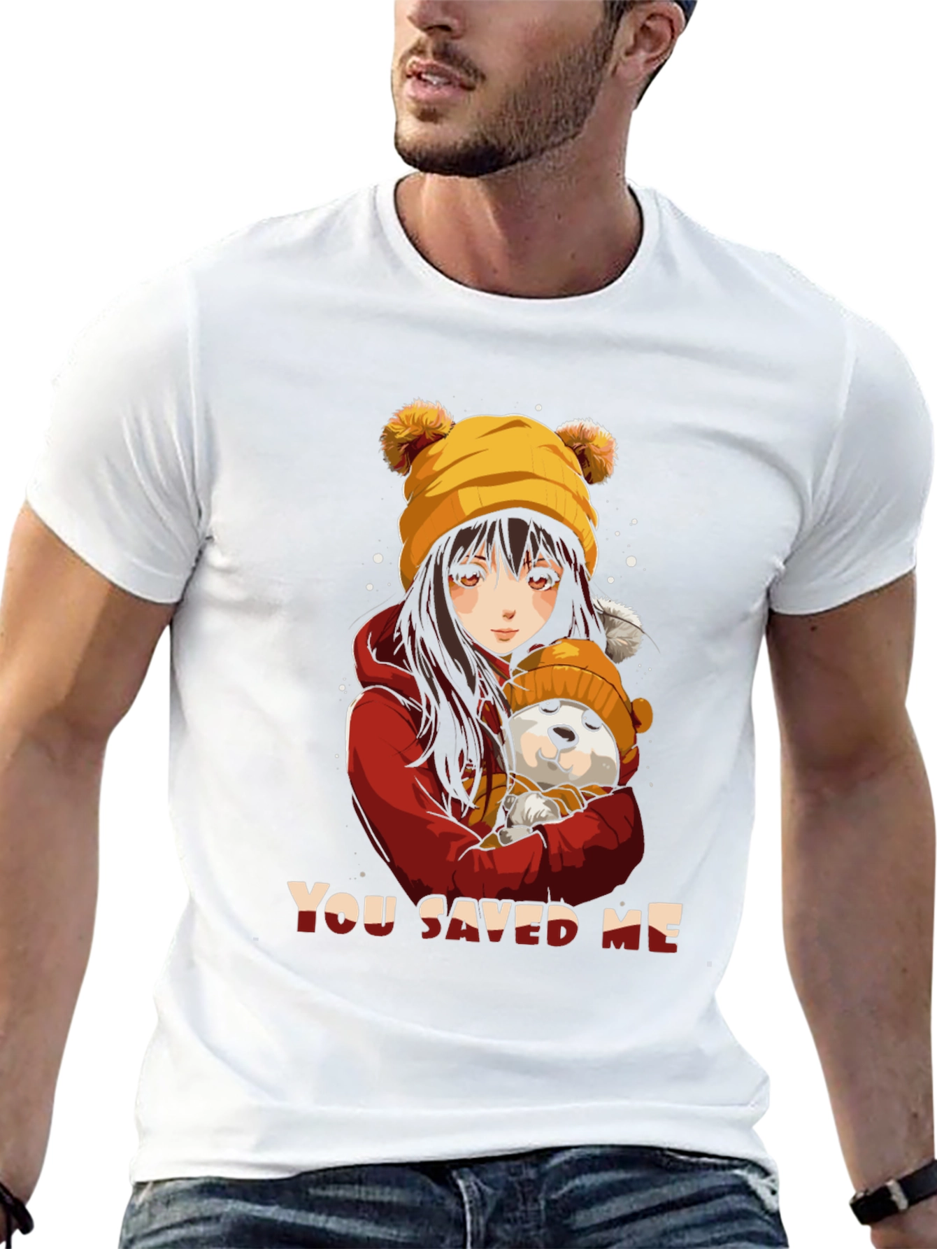 Anime Girl & Dog Graphic T-Shirt