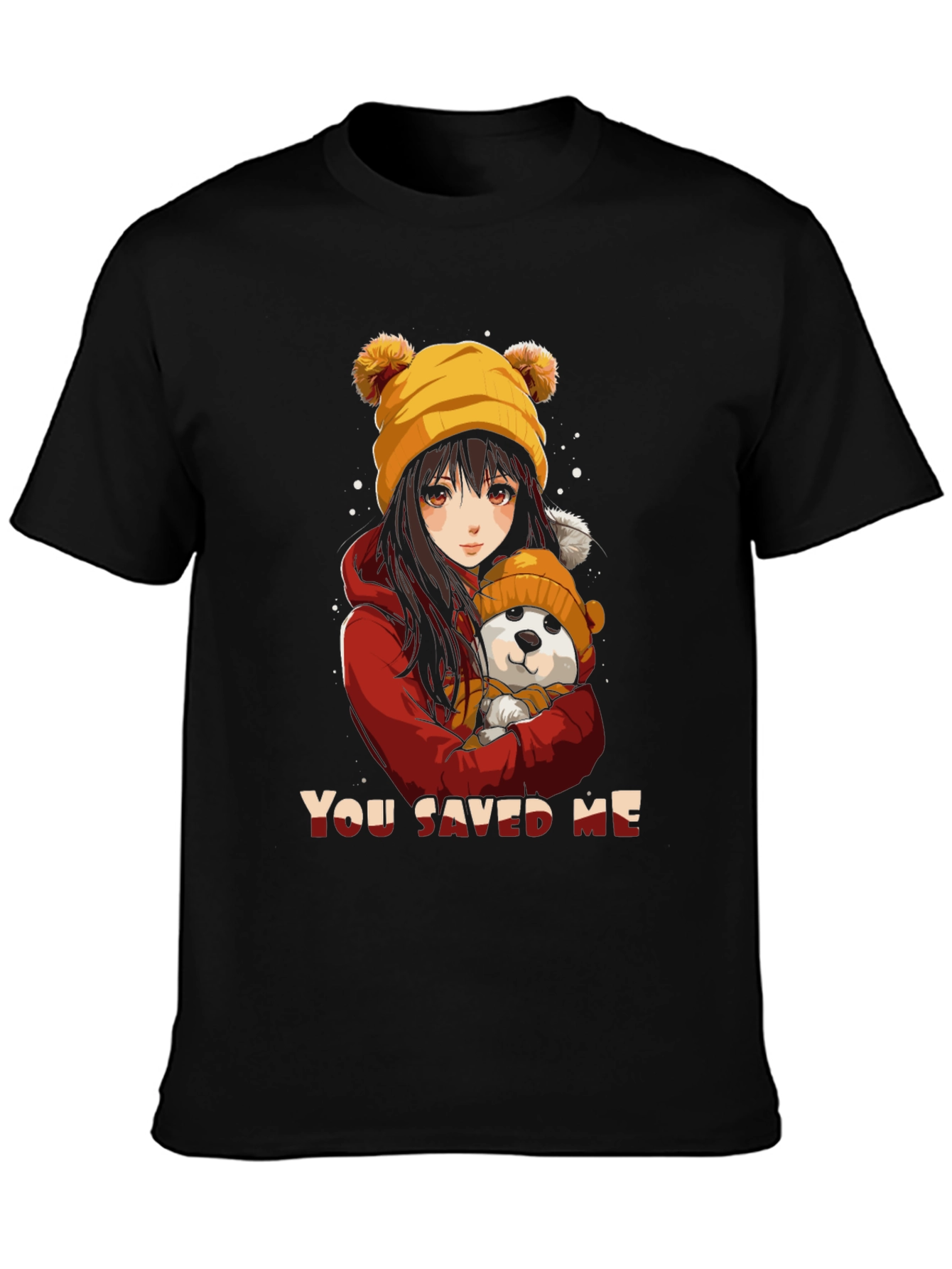 Anime Girl & Dog Graphic T-Shirt