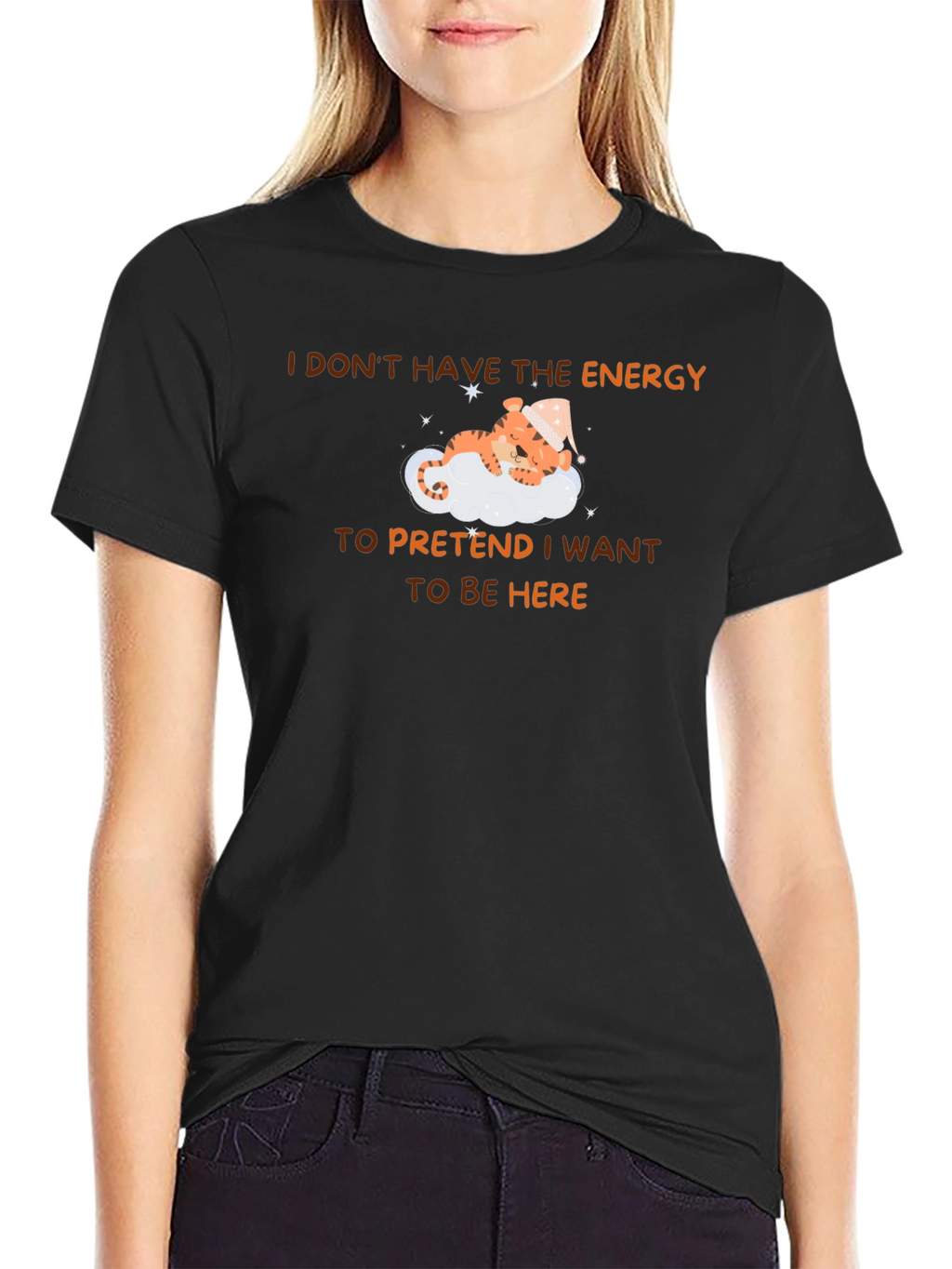 Sleepy Tiger T-Shirt - I Dont Have The Energy