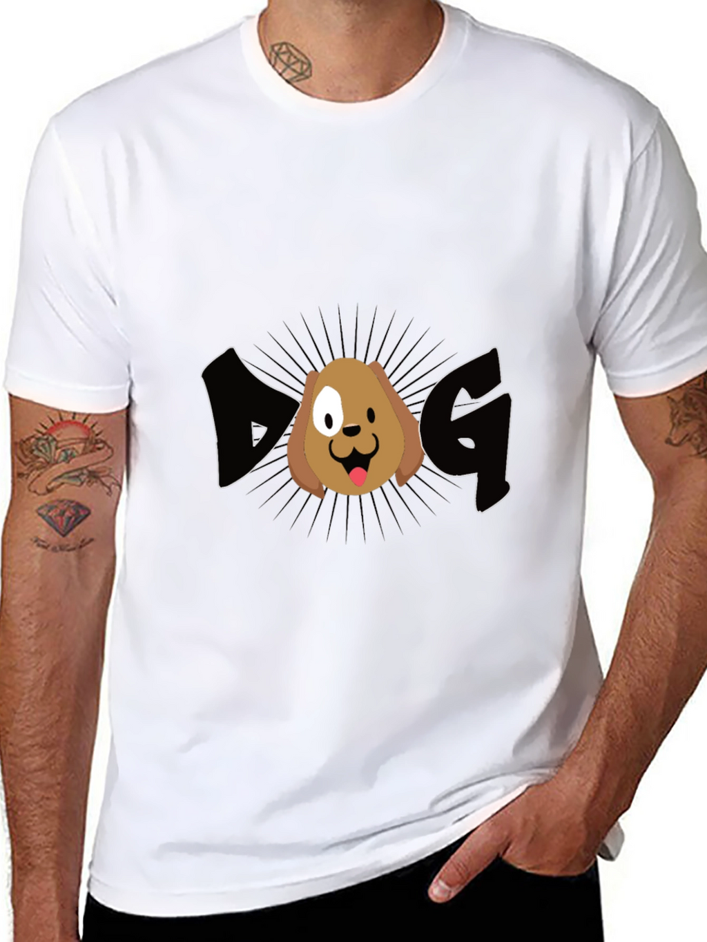 Dog Graphic Tee - Black Cotton Casual T-Shirt