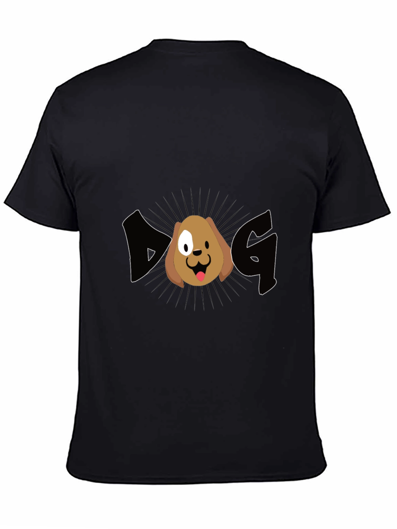 Dog Graphic Tee - Black Cotton Casual T-Shirt
