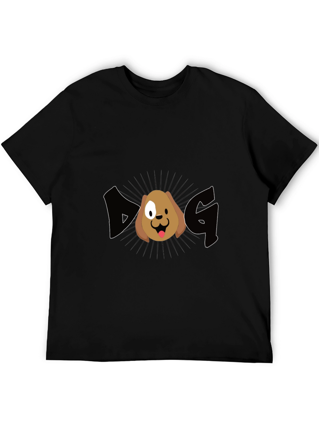 Dog Graphic Tee - Black Cotton Casual T-Shirt