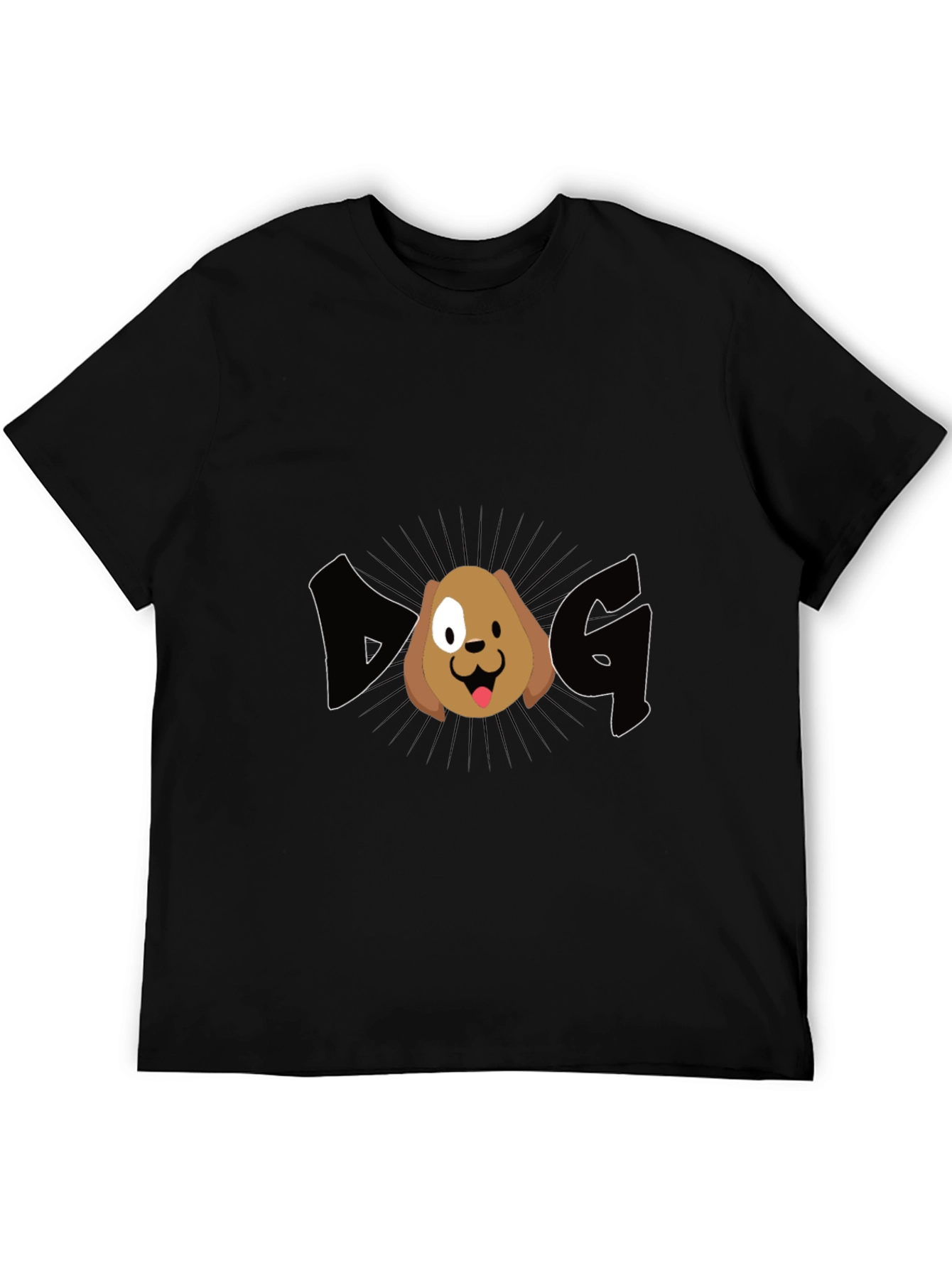 Dog Graphic Tee - Black Cotton Casual T-Shirt
